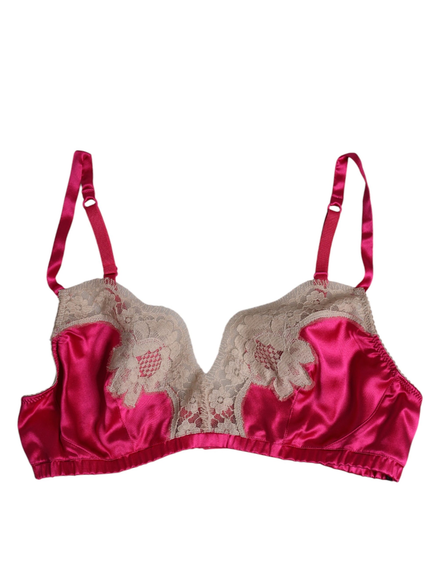 Dolce & Gabbana Magenta Floral Lace Silk Non Wire Bra Underwear | Regal Royce