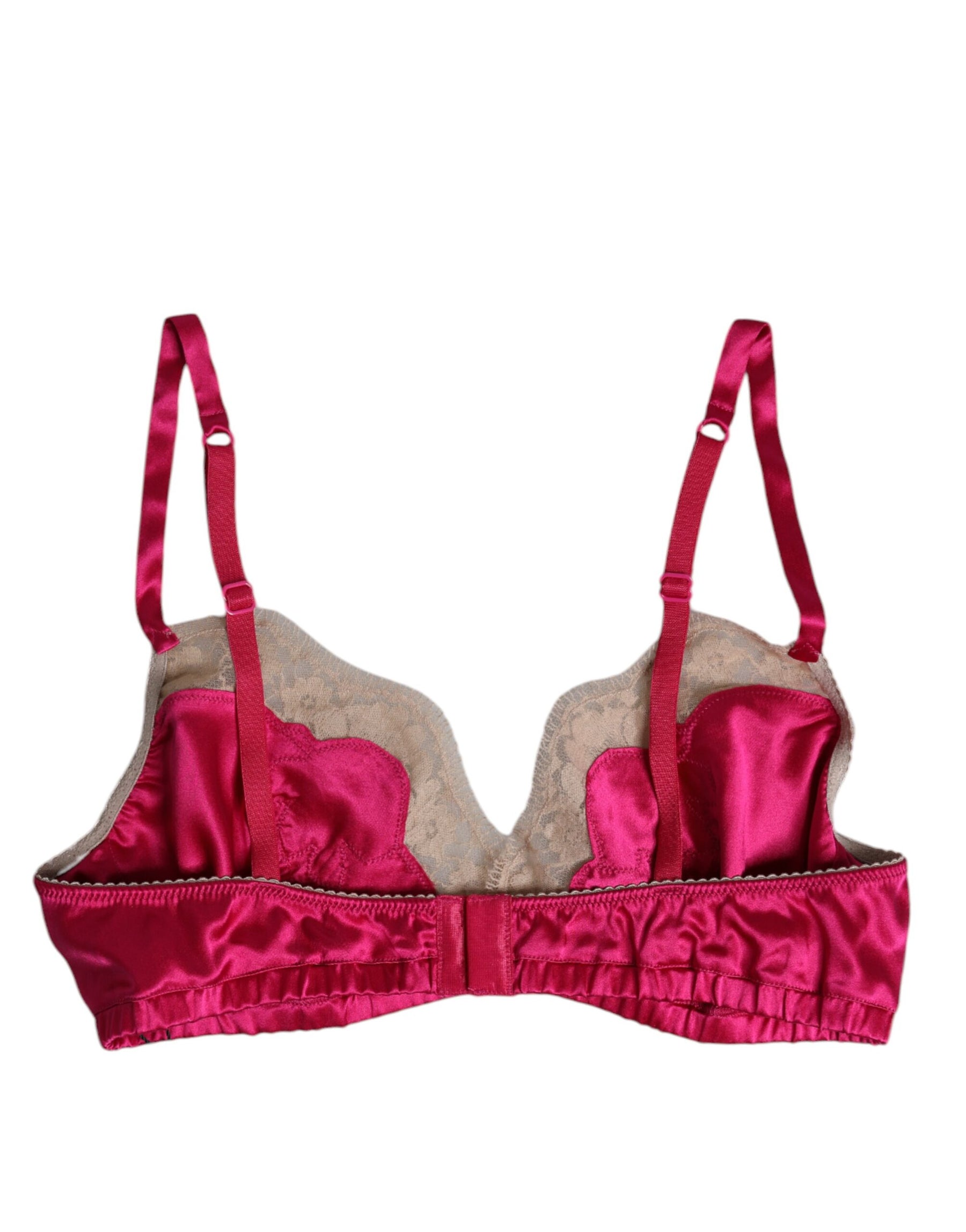 Dolce & Gabbana Magenta Floral Lace Silk Non Wire Bra Underwear | Regal Royce