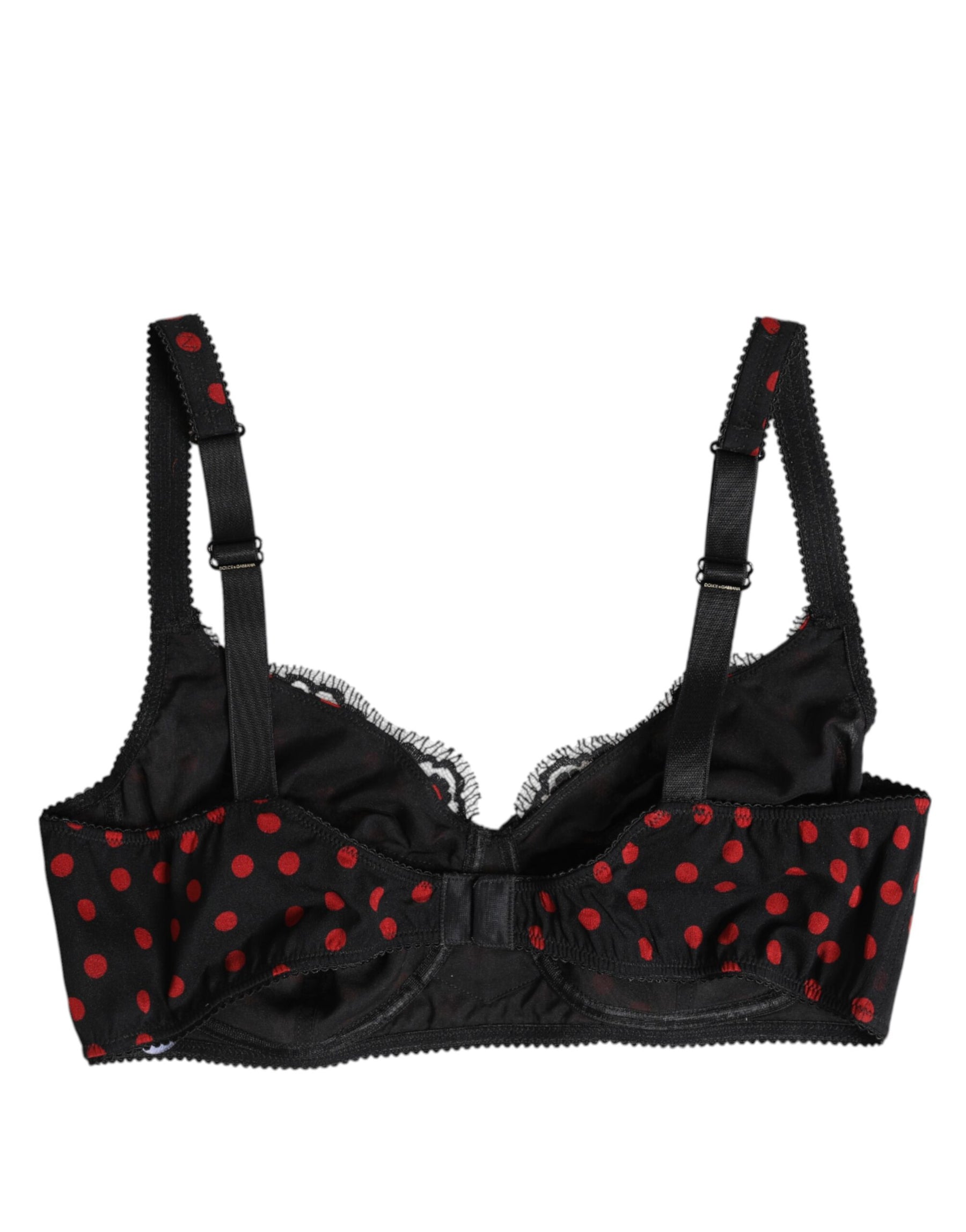 Dolce & Gabbana Black Red Polka Dot Underwired Balconette Underwear | Regal Royce