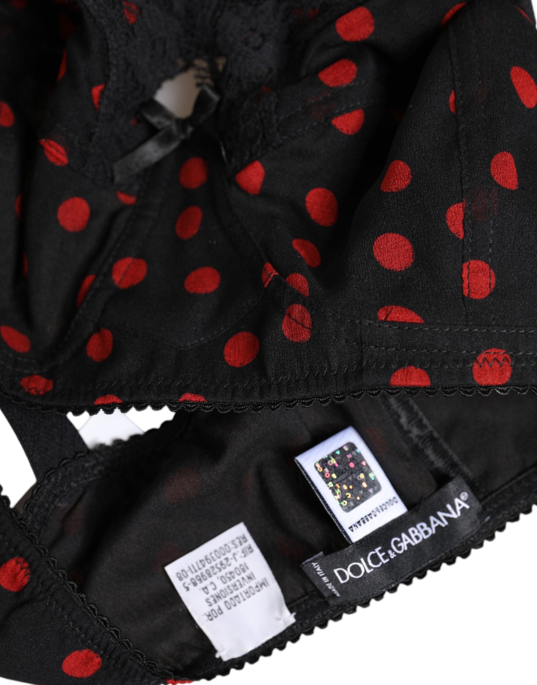 Dolce & Gabbana Black Red Polka Dot Underwired Balconette Underwear | Regal Royce