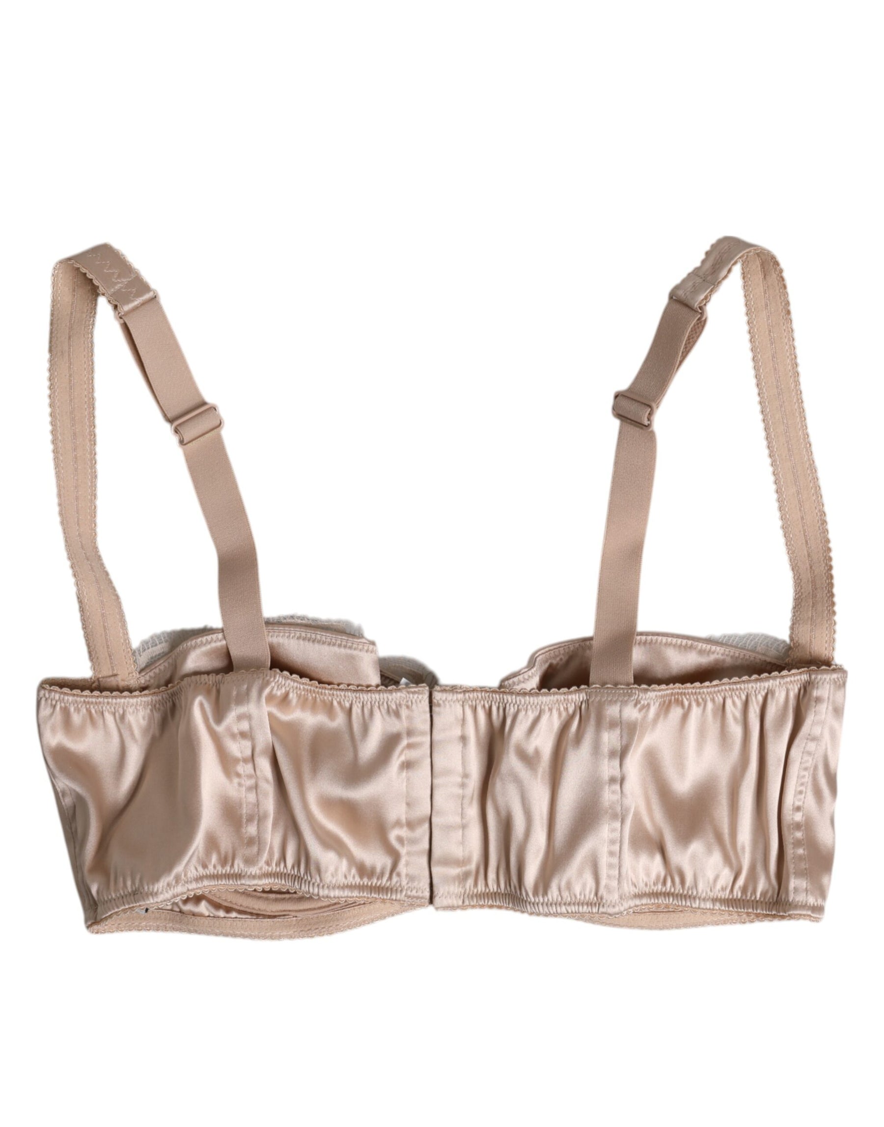 Dolce & Gabbana Biege Silk Underwired Balconette Bra Underwear | Regal Royce