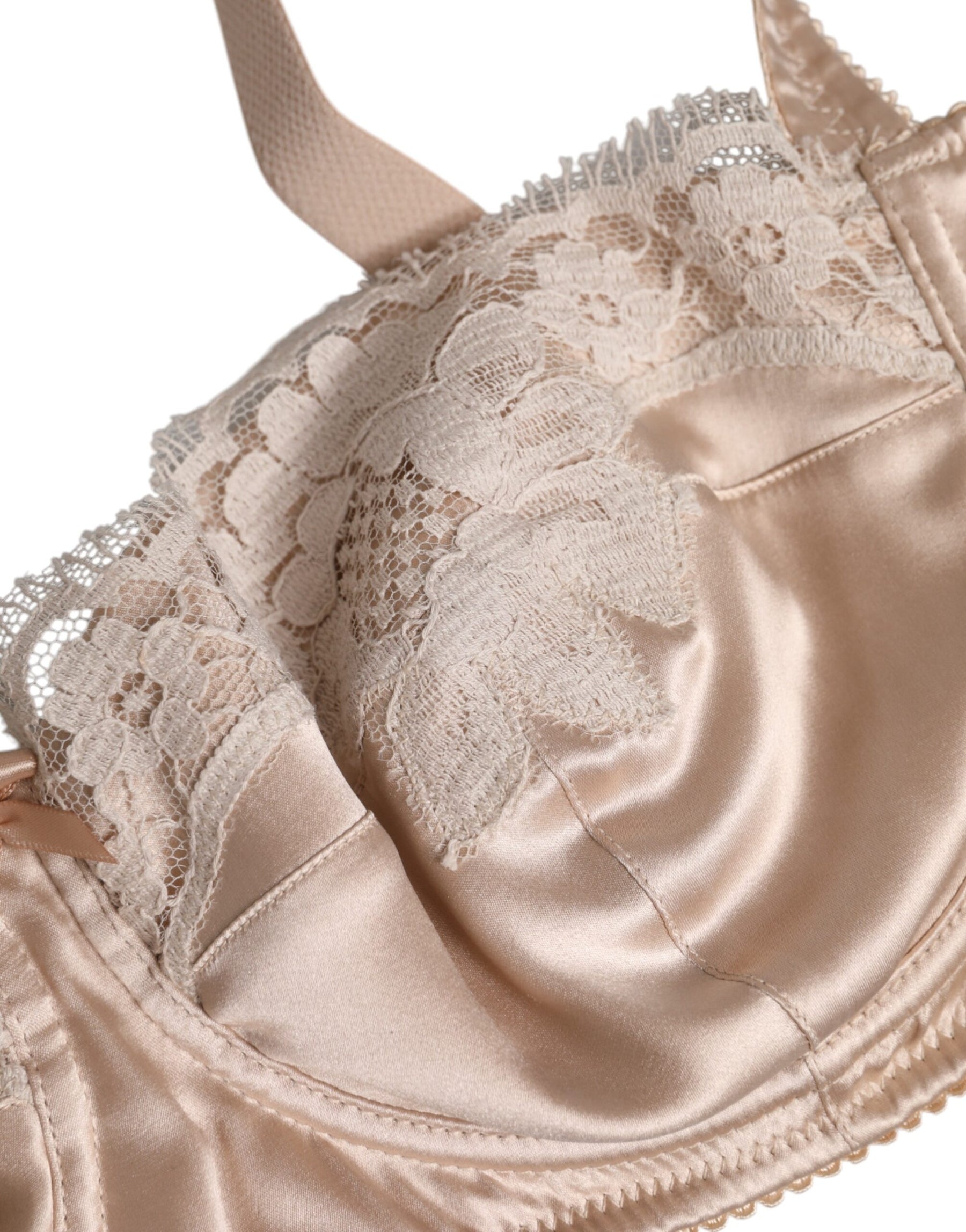 Dolce & Gabbana Biege Silk Underwired Balconette Bra Underwear | Regal Royce