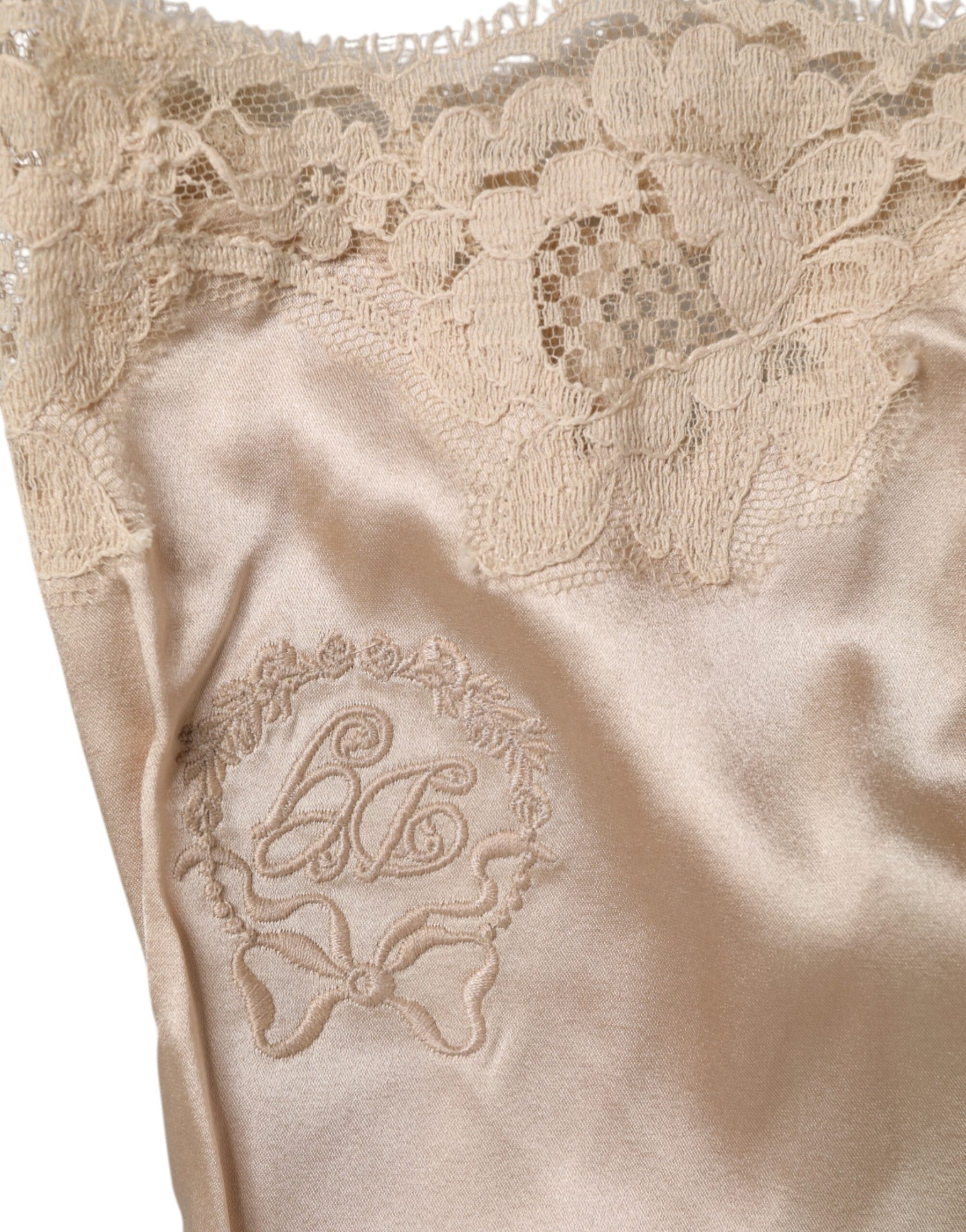 Dolce & Gabbana Beige Lace Silk Satin Tank Lingerie Underwear | Regal Royce