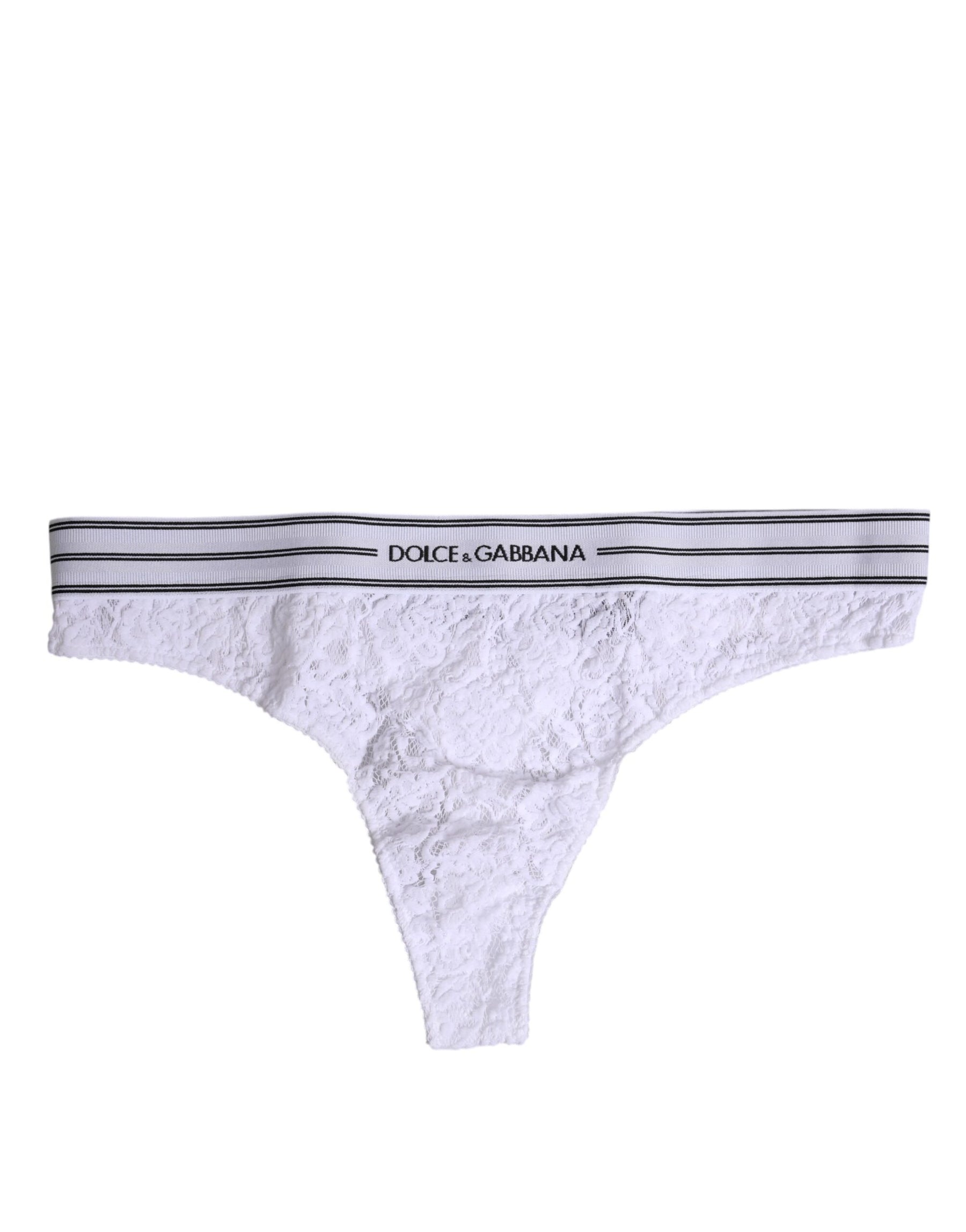 Dolce & Gabbana White Nylon Floral Lace Bottom Panty Underwear | Regal Royce