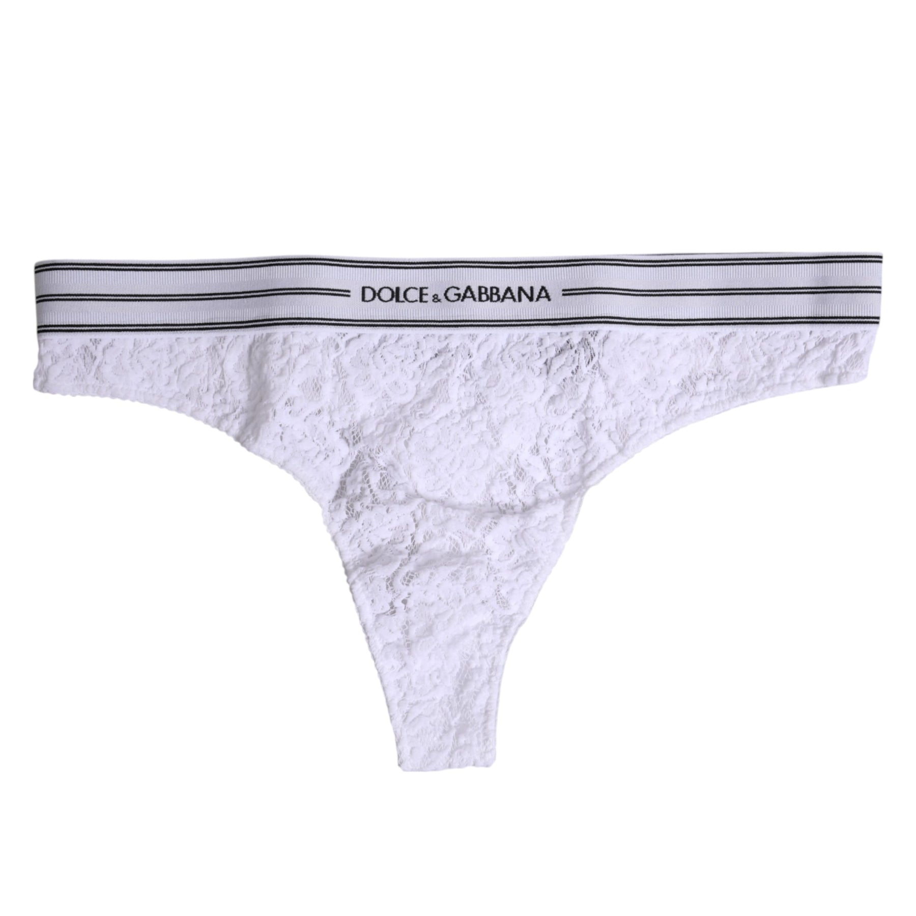 Dolce & Gabbana White Nylon Floral Lace Bottom Panty Underwear | Regal Royce