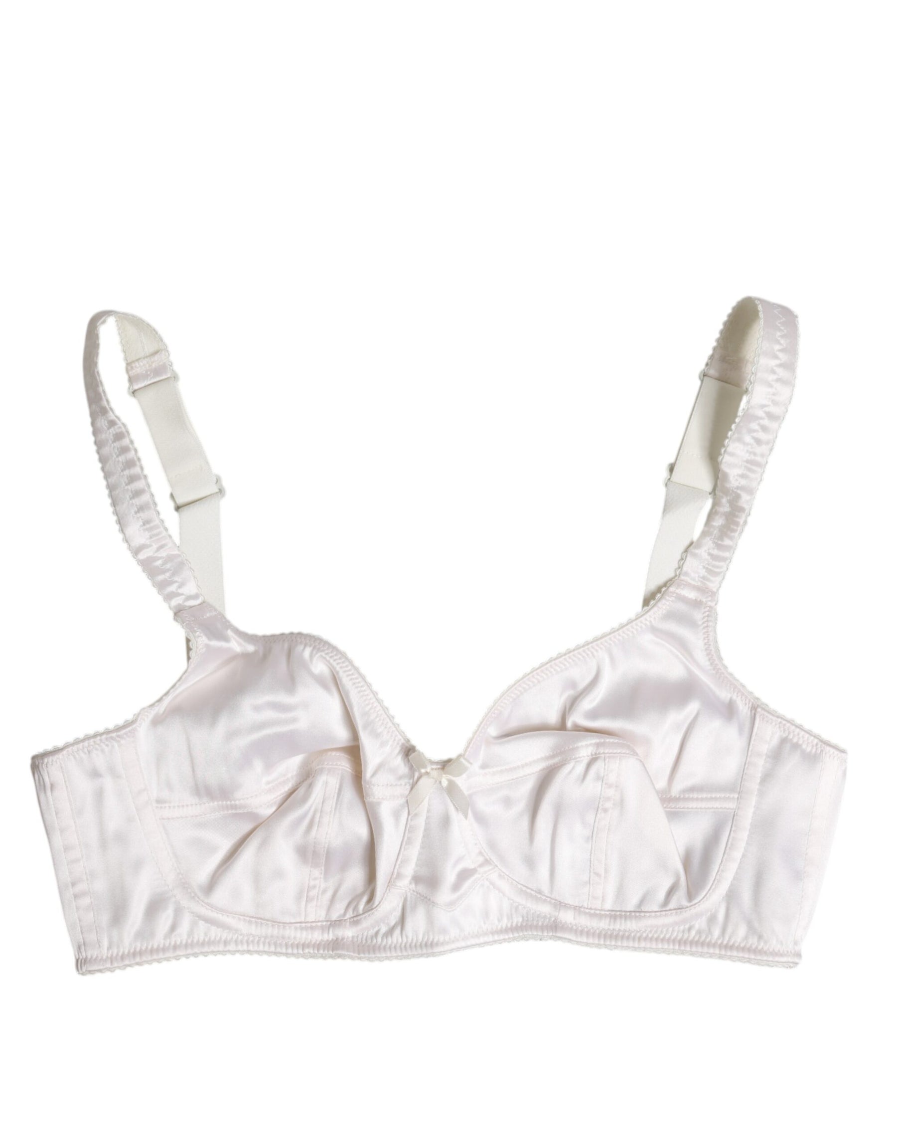 Dolce & Gabbana White Silk Balconette Non Wire Bra Underwear | Regal Royce