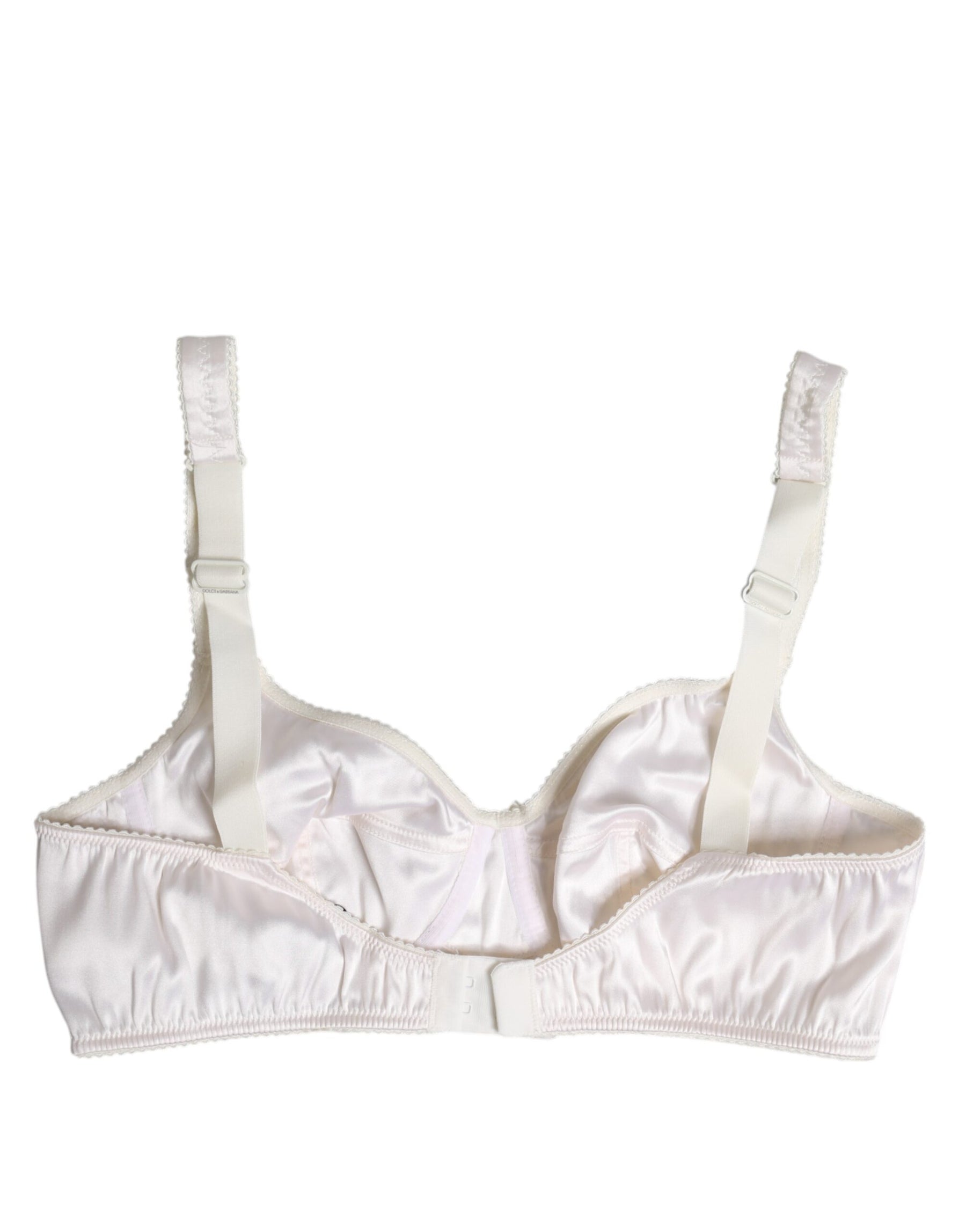 Dolce & Gabbana White Silk Balconette Non Wire Bra Underwear | Regal Royce