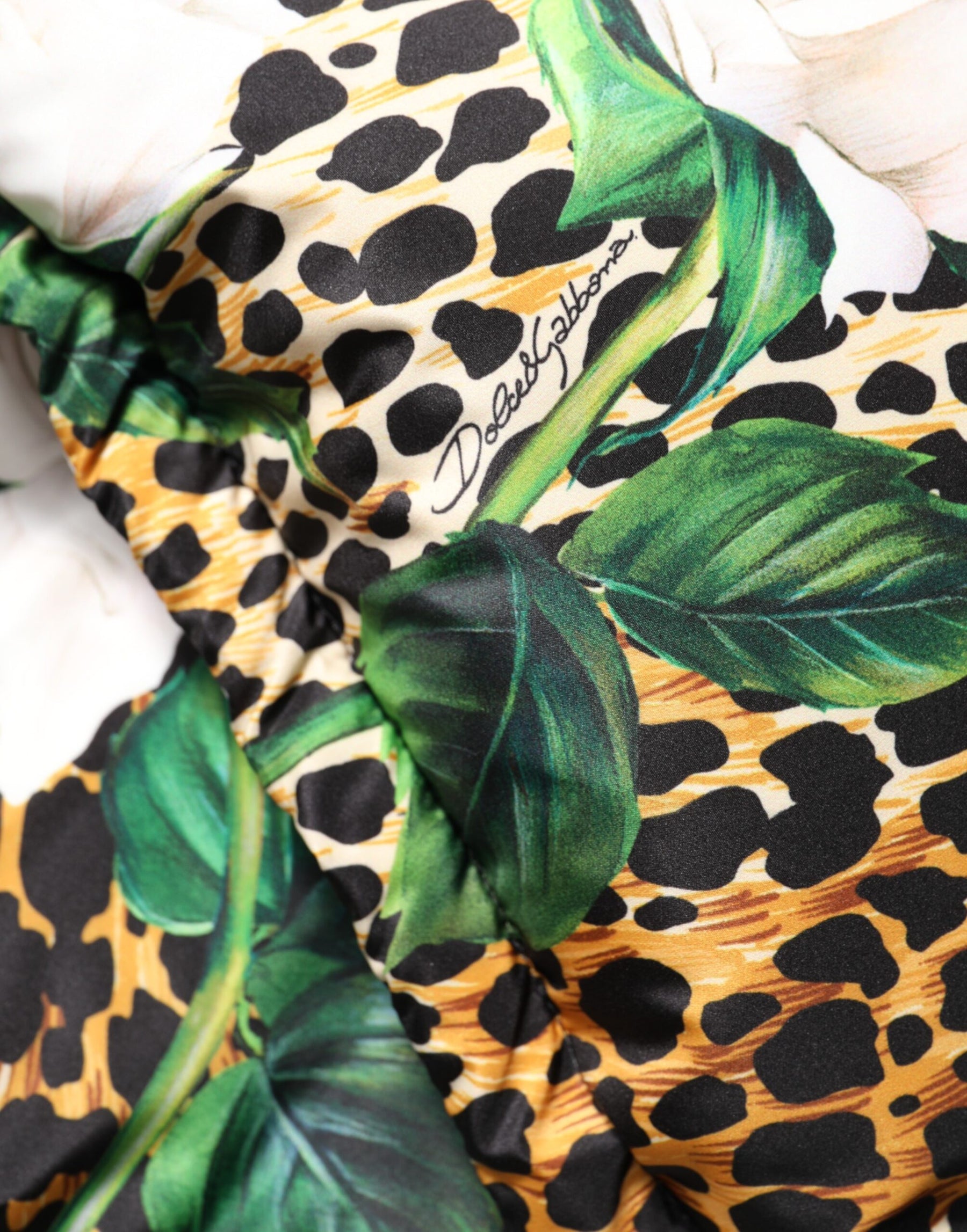 Dolce & Gabbana Multicolor Leopard Rose Puffer Quilted Jacket | Regal Royce