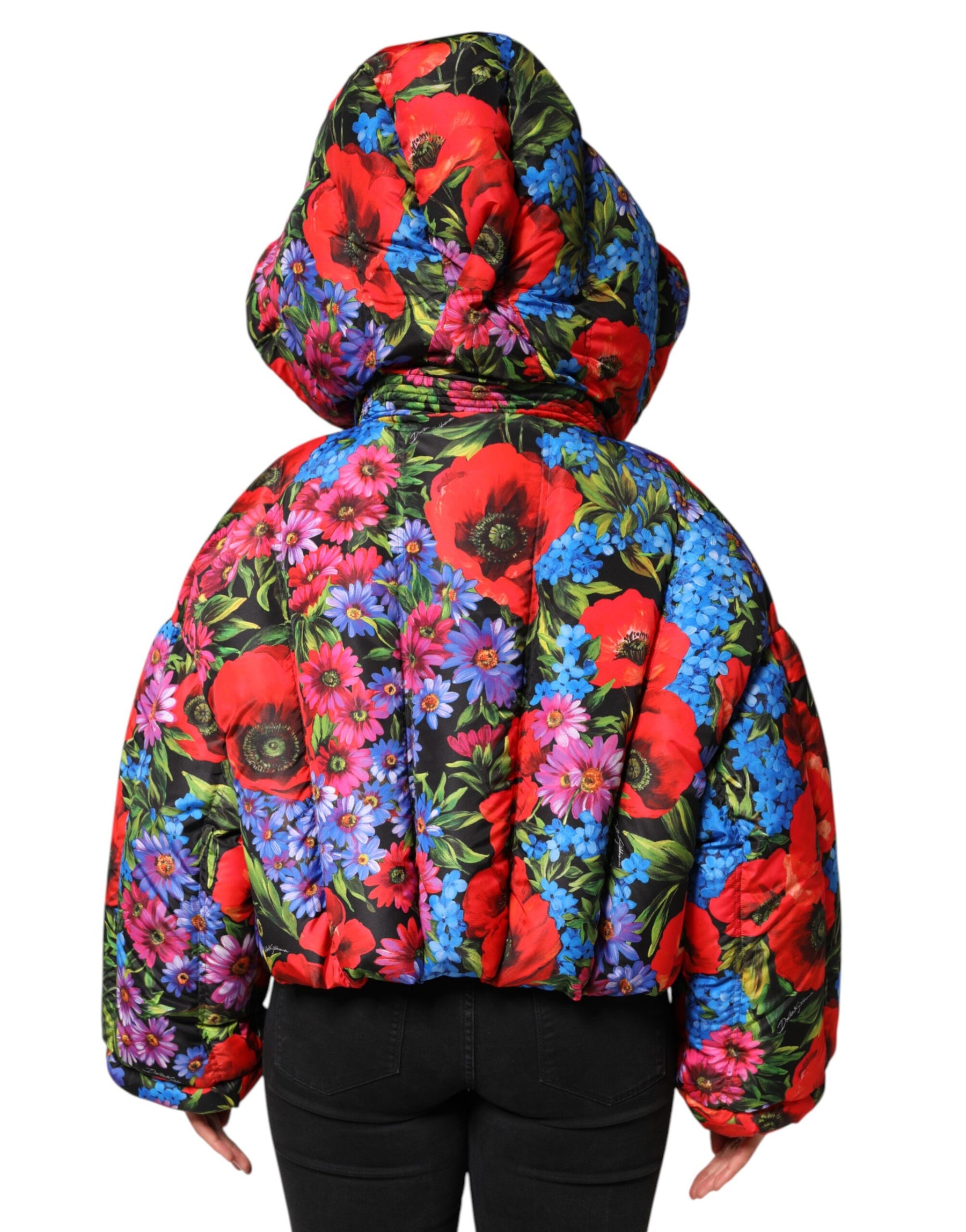 Dolce & Gabbana Multicolor Floral Hooded Puffer Coat Jacket | Regal Royce