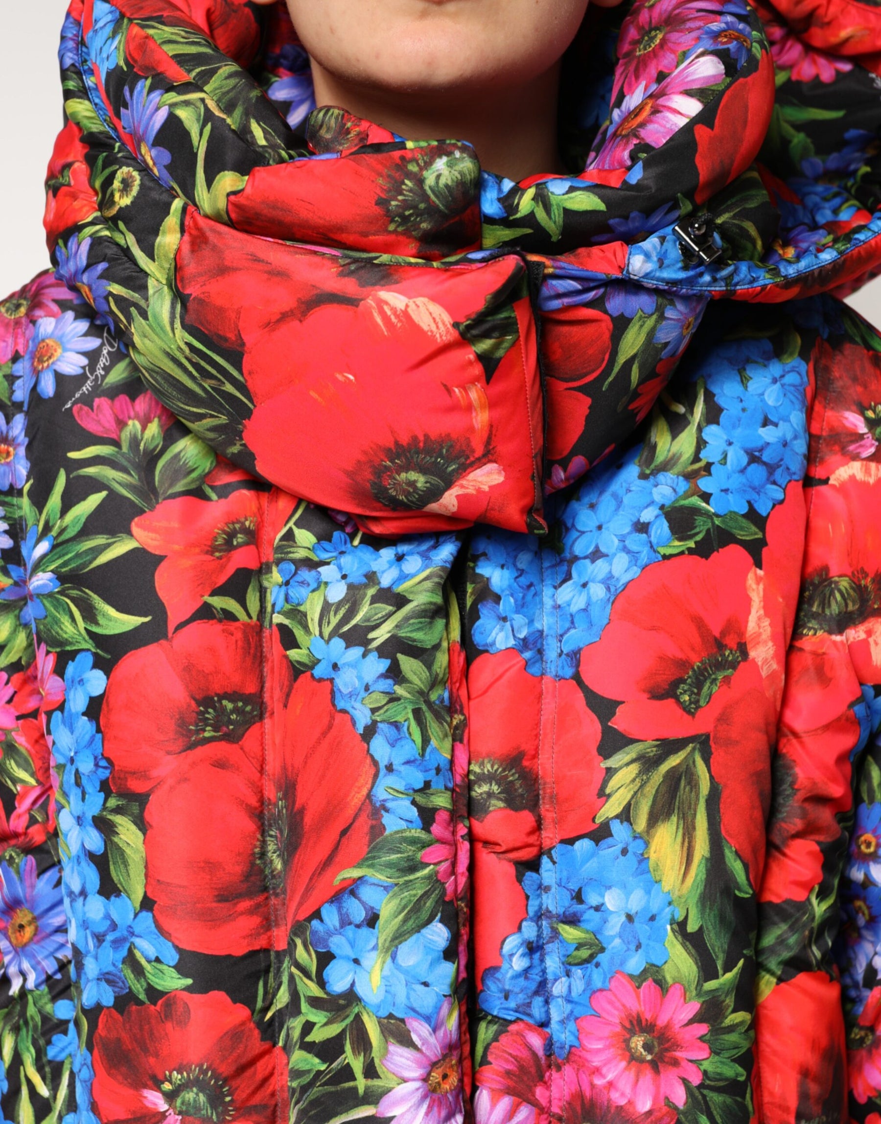 Dolce & Gabbana Multicolor Floral Hooded Puffer Coat Jacket | Regal Royce