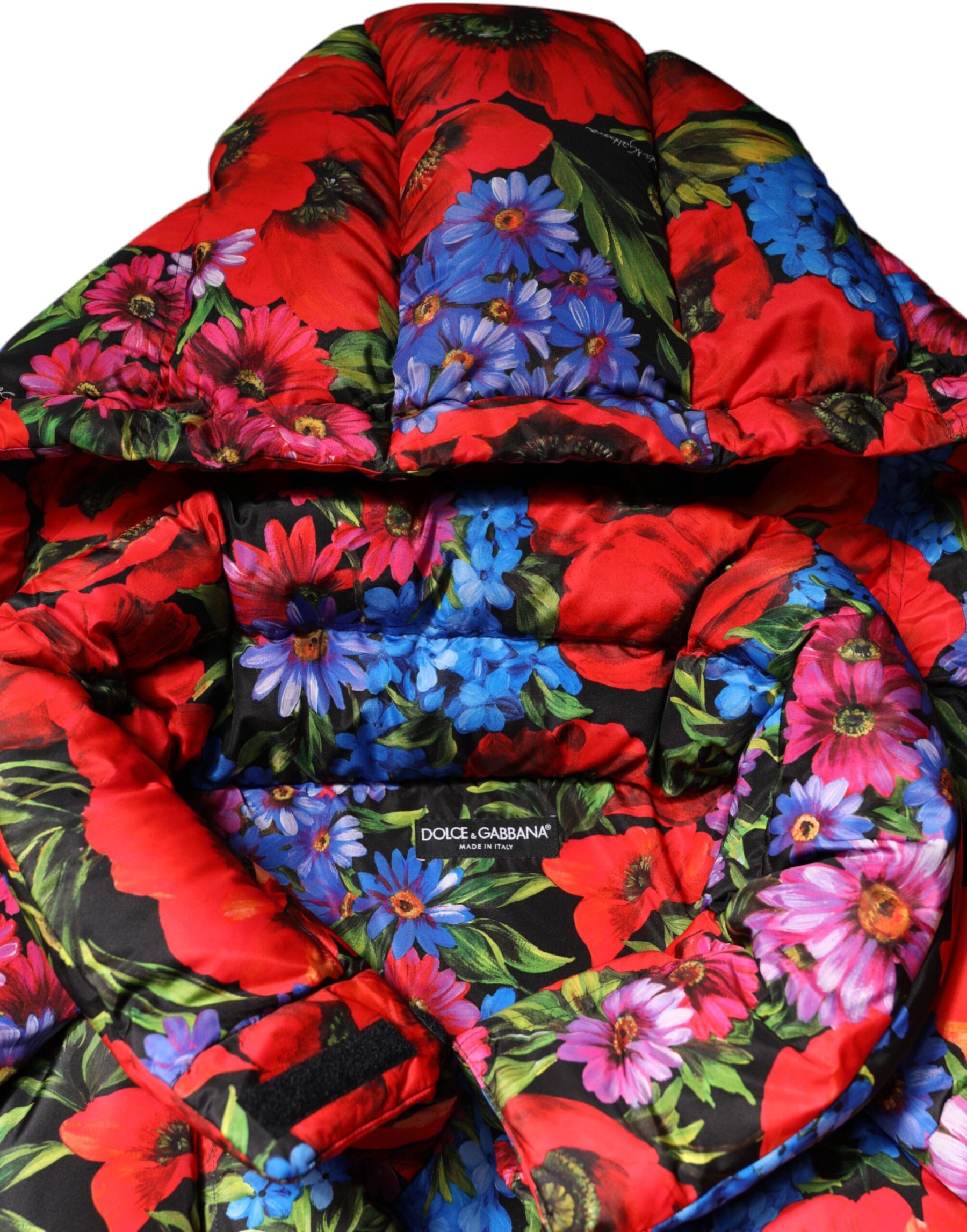 Dolce & Gabbana Multicolor Floral Hooded Puffer Coat Jacket | Regal Royce
