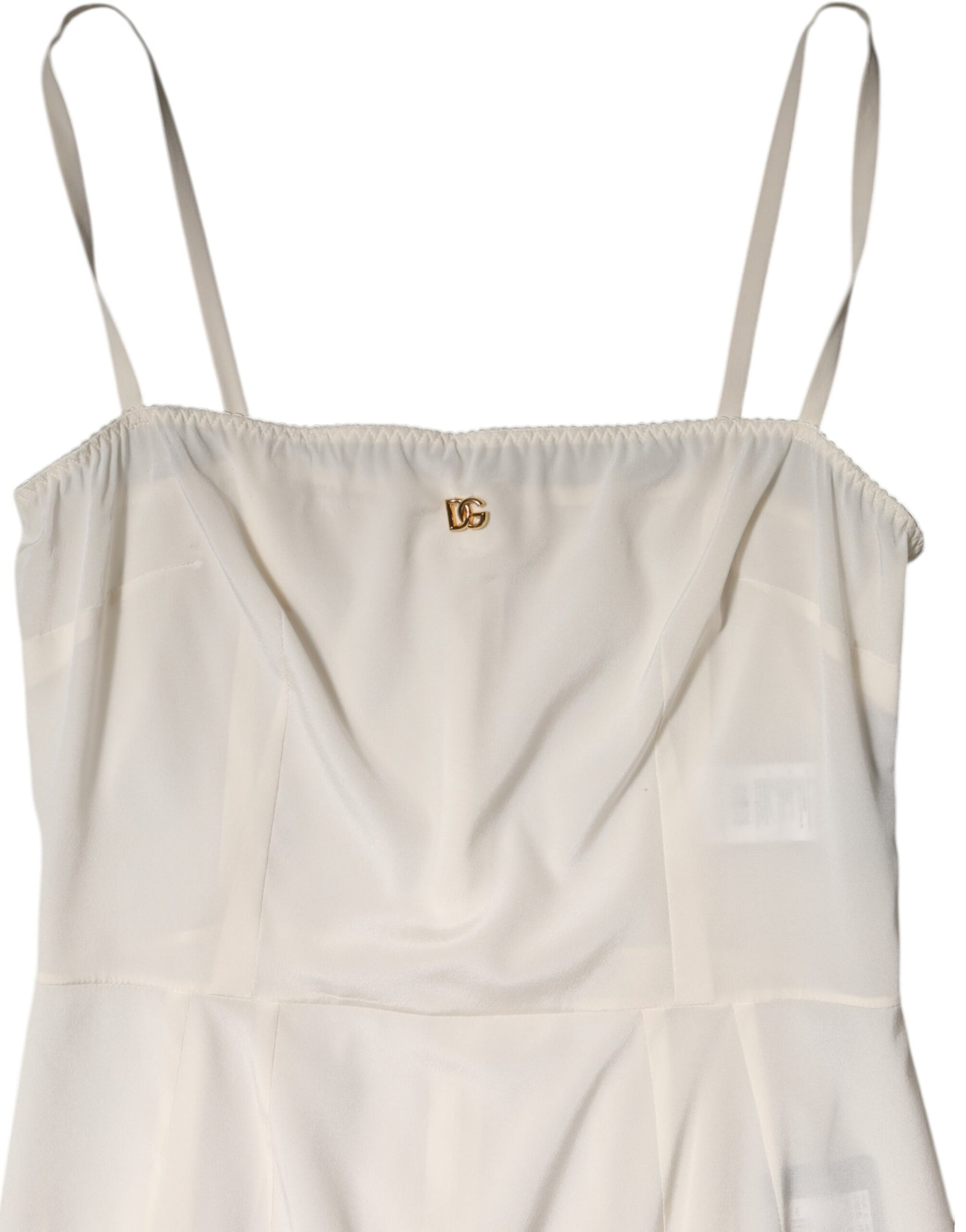 Dolce & Gabbana White Full Slip DG Logo Silk Dress Sleepwear | Regal Royce