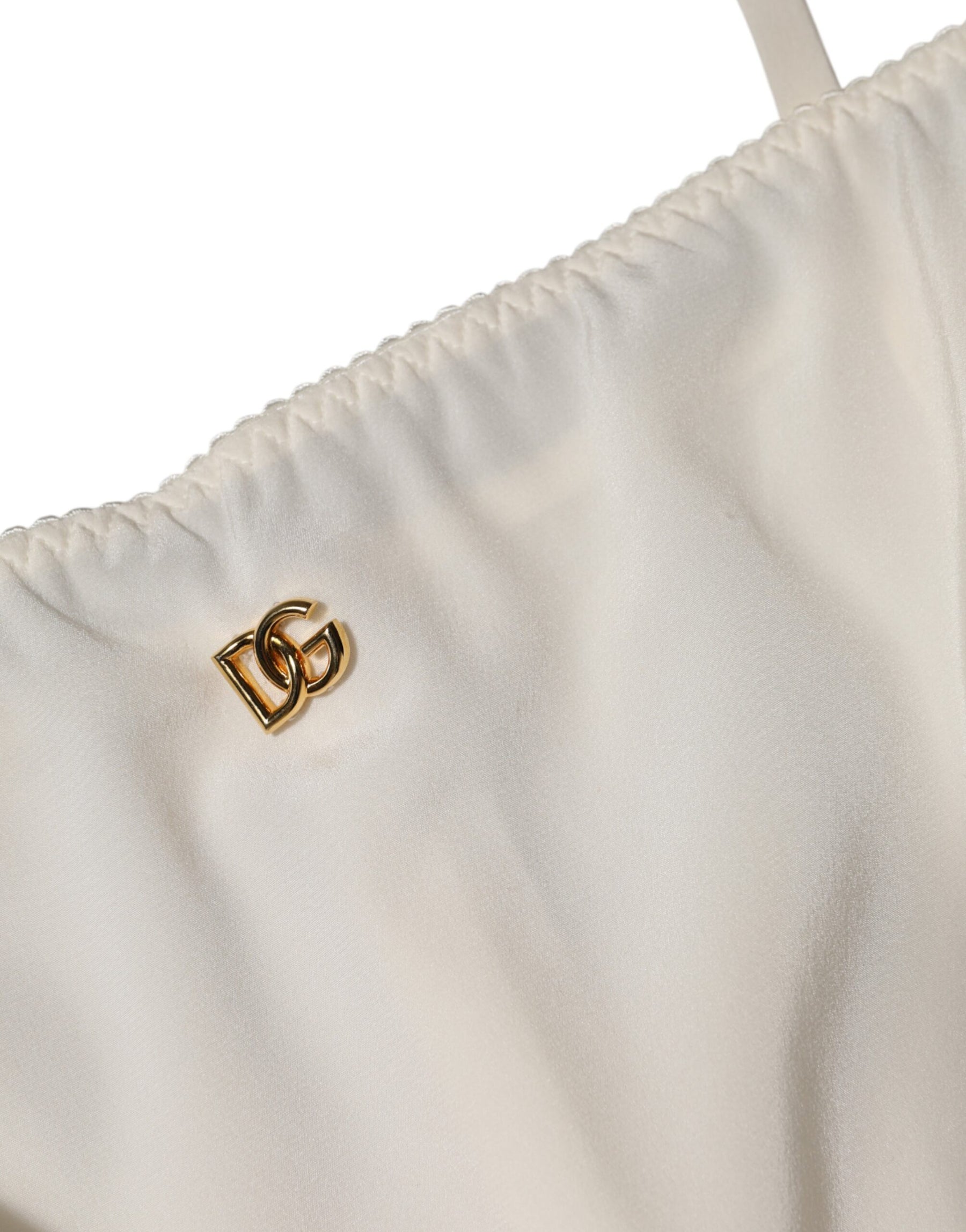 Dolce & Gabbana White Full Slip DG Logo Silk Dress Sleepwear | Regal Royce