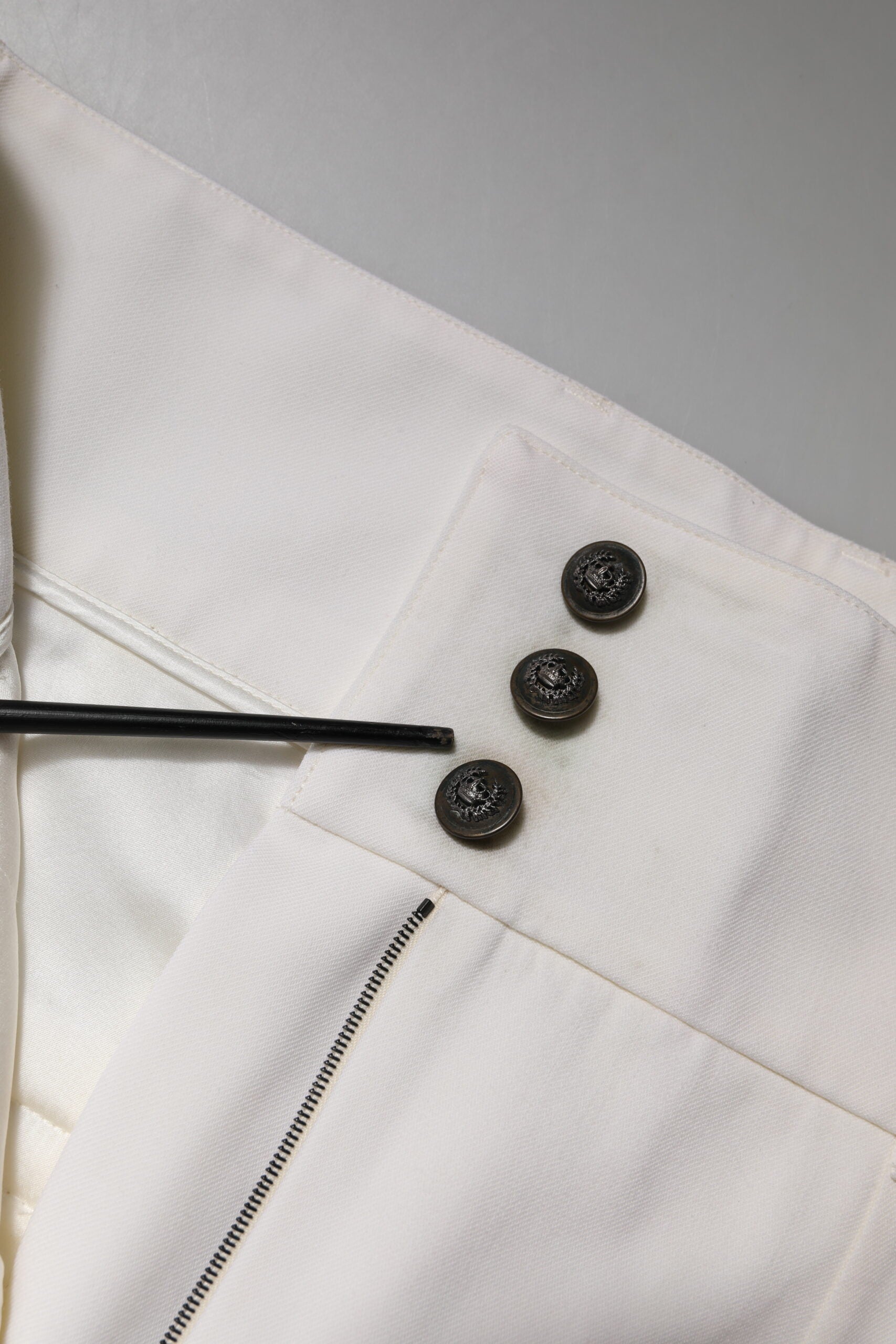 Dolce & Gabbana White Wool High Waist Tapered Pants | Regal Royce