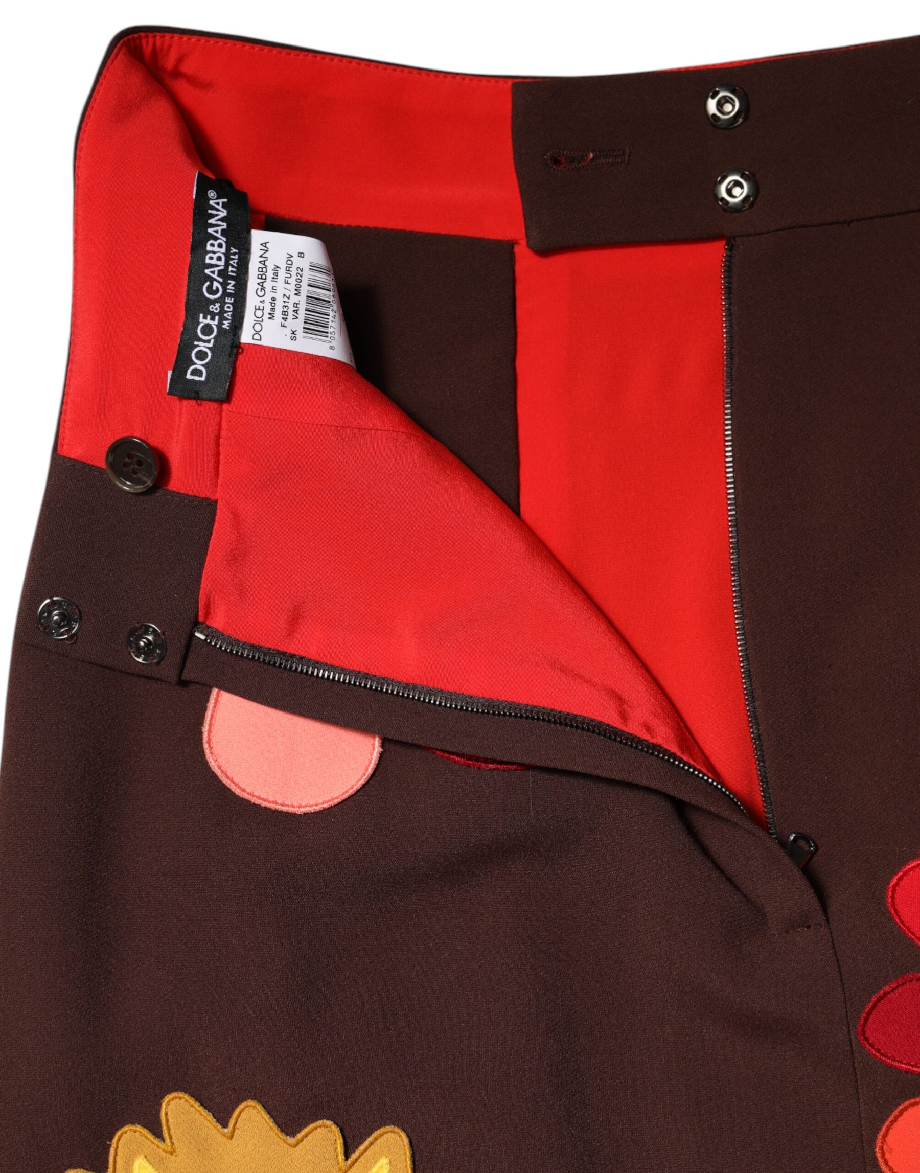 Dolce & Gabbana Brown Floral High Waist Side Slit Skirt | Regal Royce