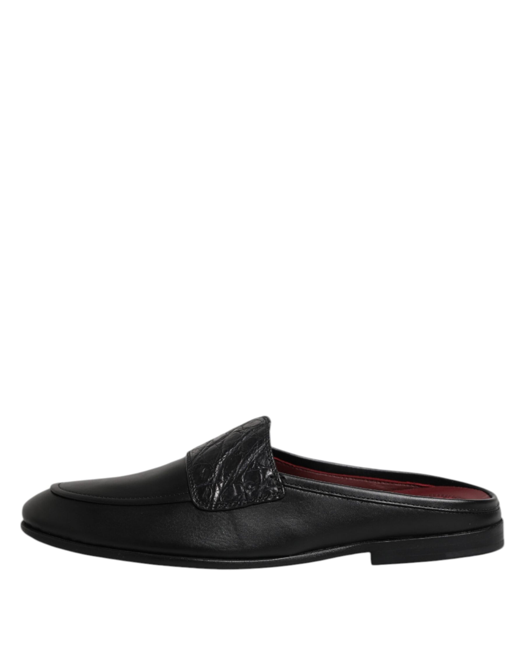 Dolce & Gabbana Black Calfskin Leather Slip On Loafers Shoes | Regal Royce