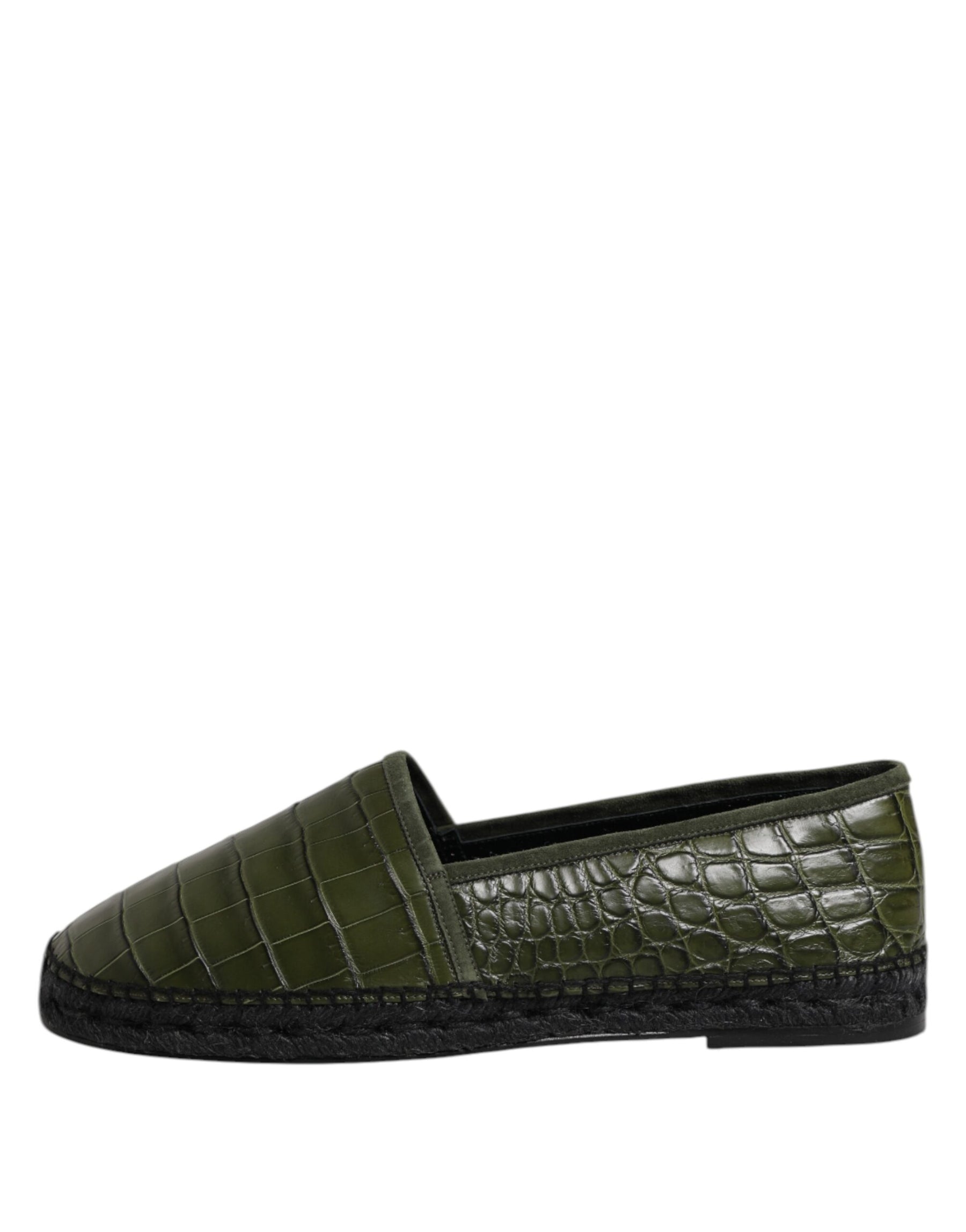 Dolce & Gabbana Green Exotic Leather Espadrilles Slip On Shoes | Regal Royce