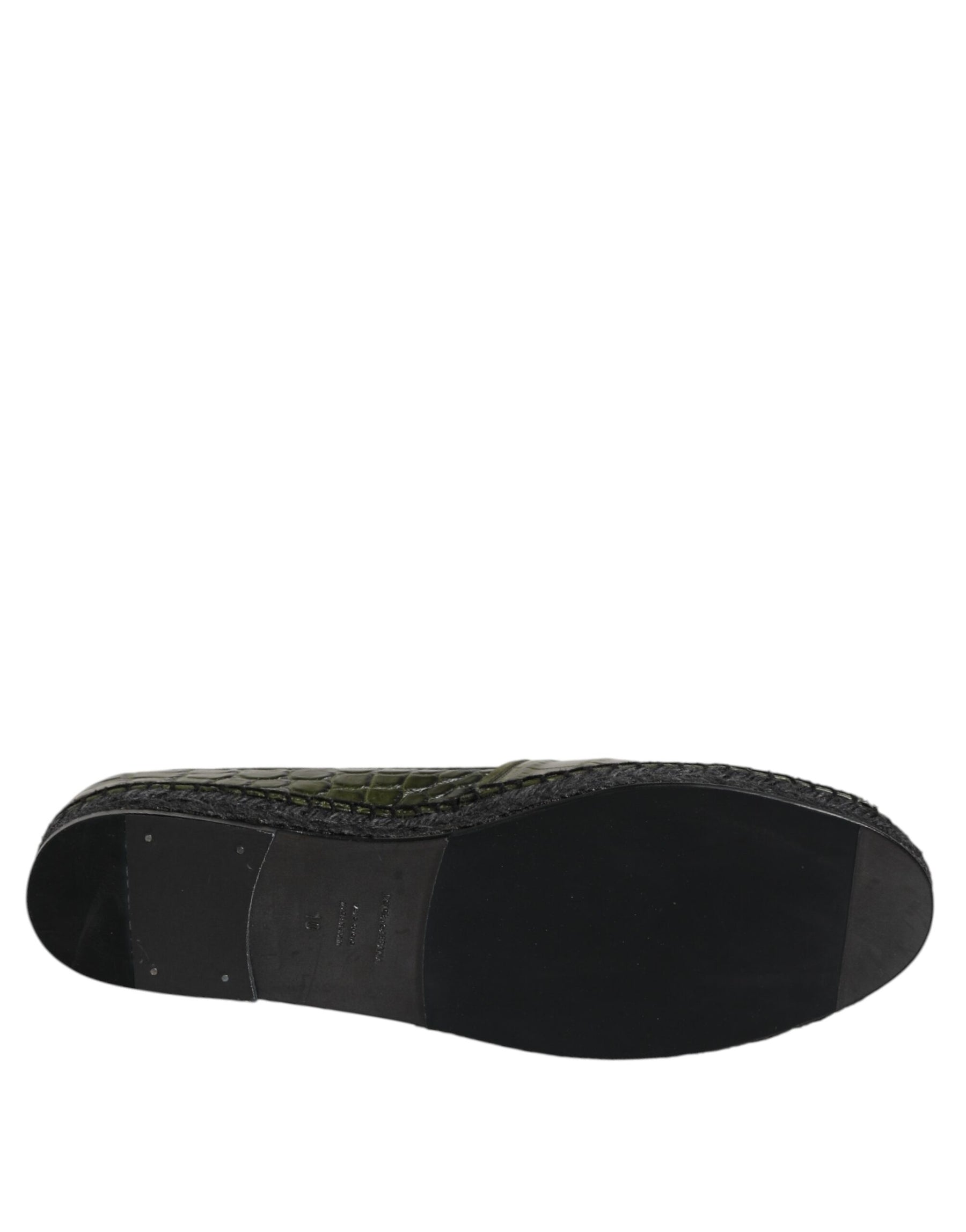 Dolce & Gabbana Green Exotic Leather Espadrilles Slip On Shoes | Regal Royce