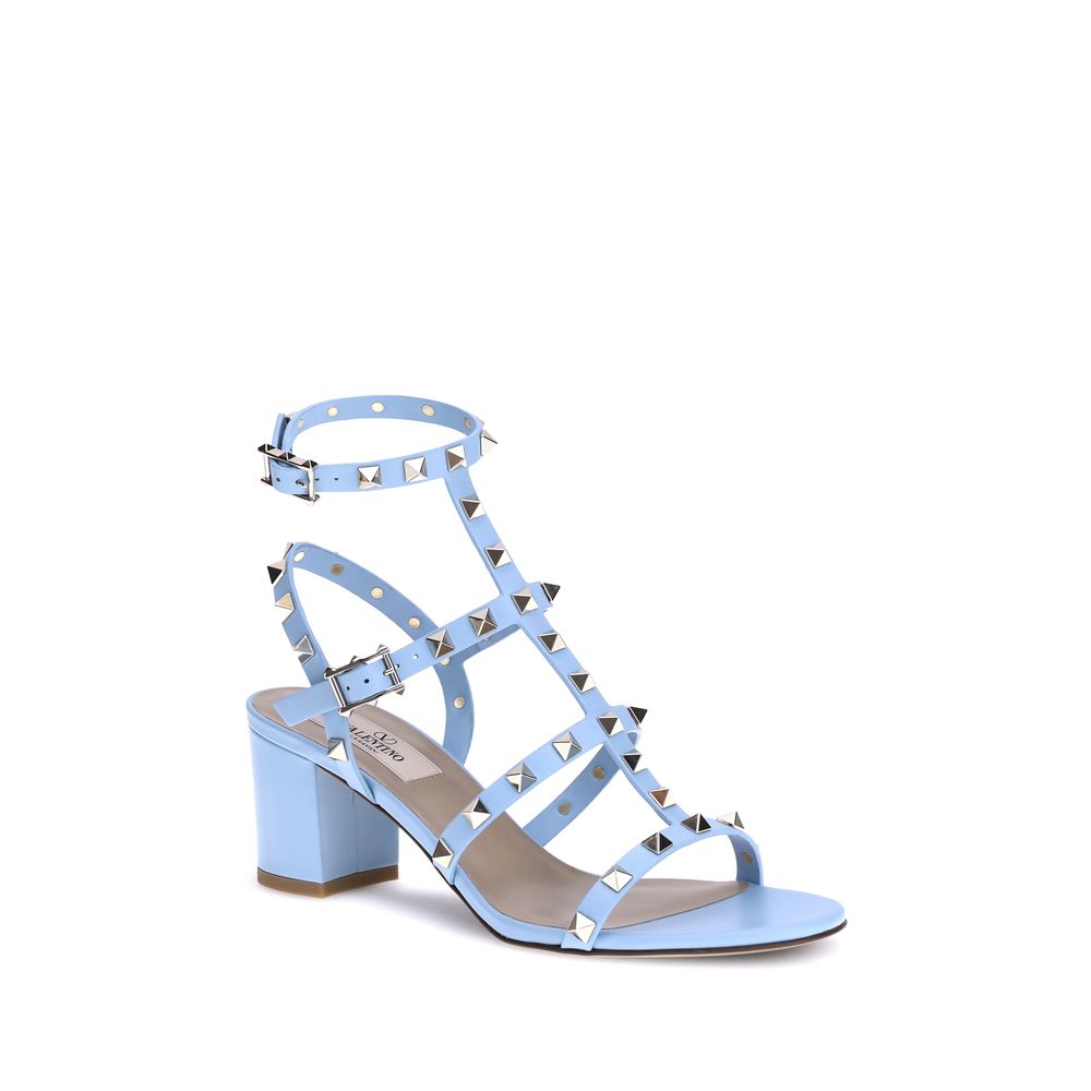 Valentino Garavani Blue Calf Leather Bos Taurus Strap-On Sandals | Regal Royce