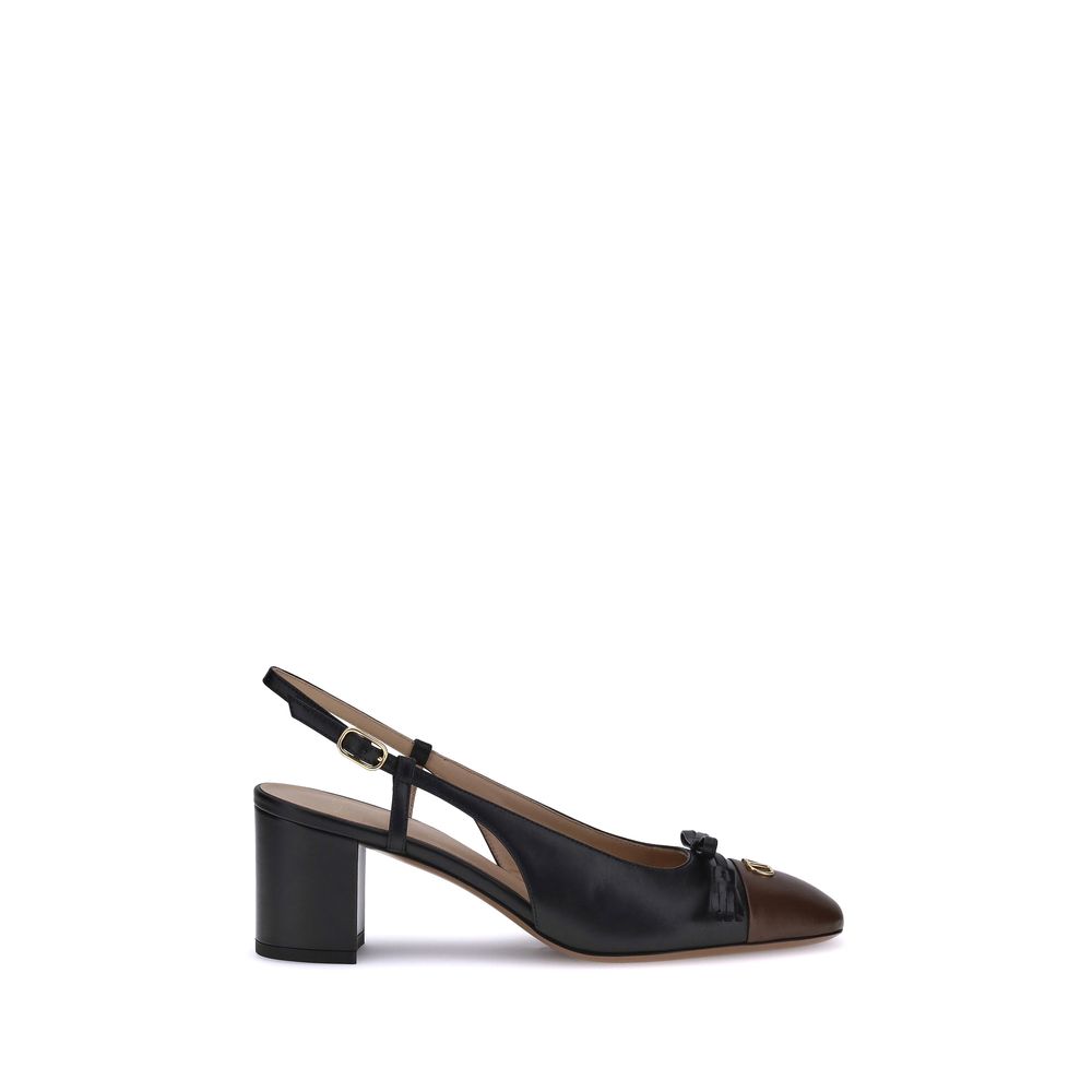 Valentino Garavani Black Calf Leather Bos Taurus Mid Heel Pumps | Regal Royce