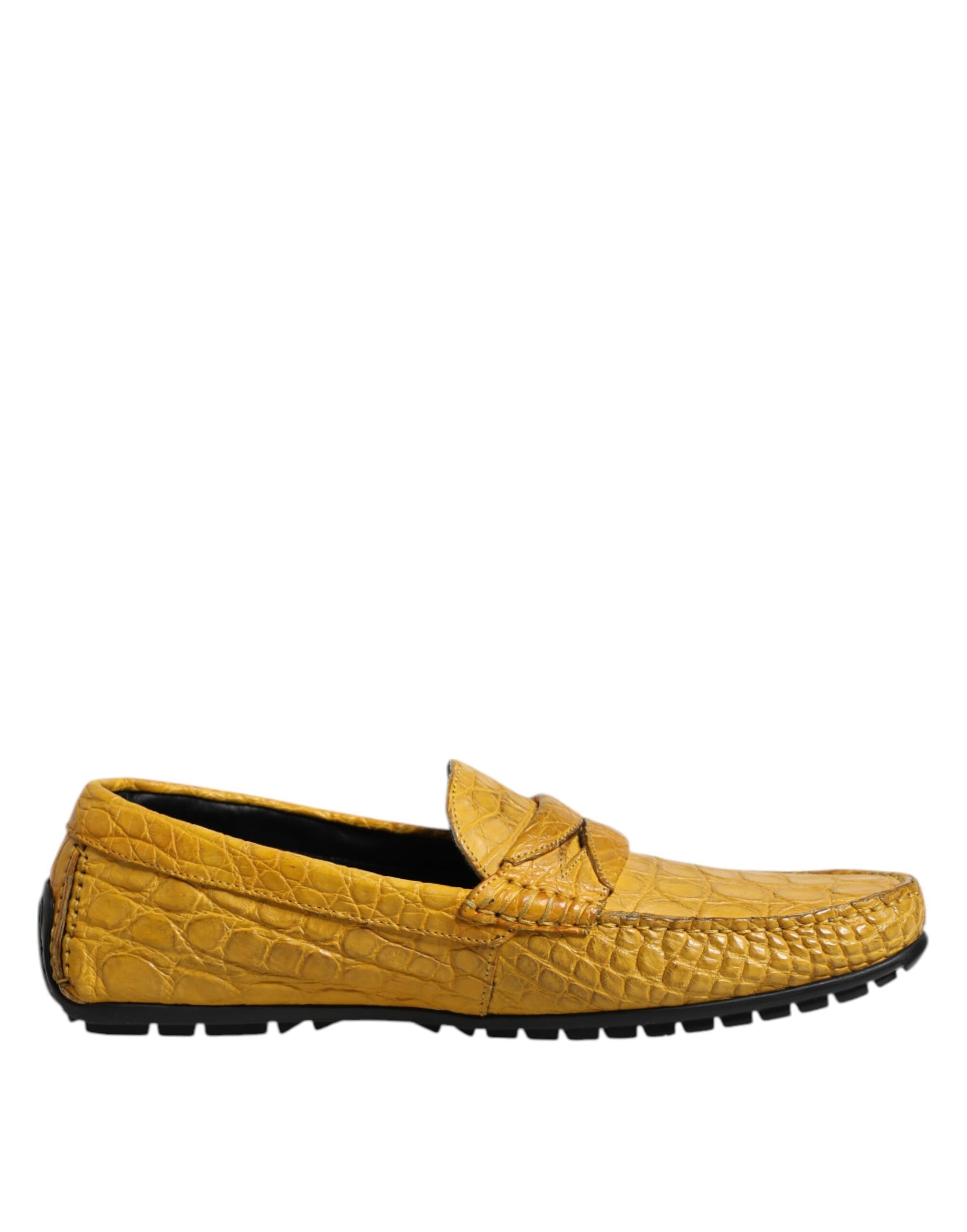 Dolce & Gabbana Yellow Exotic Leather Loafers Slip On Shoes | Regal Royce
