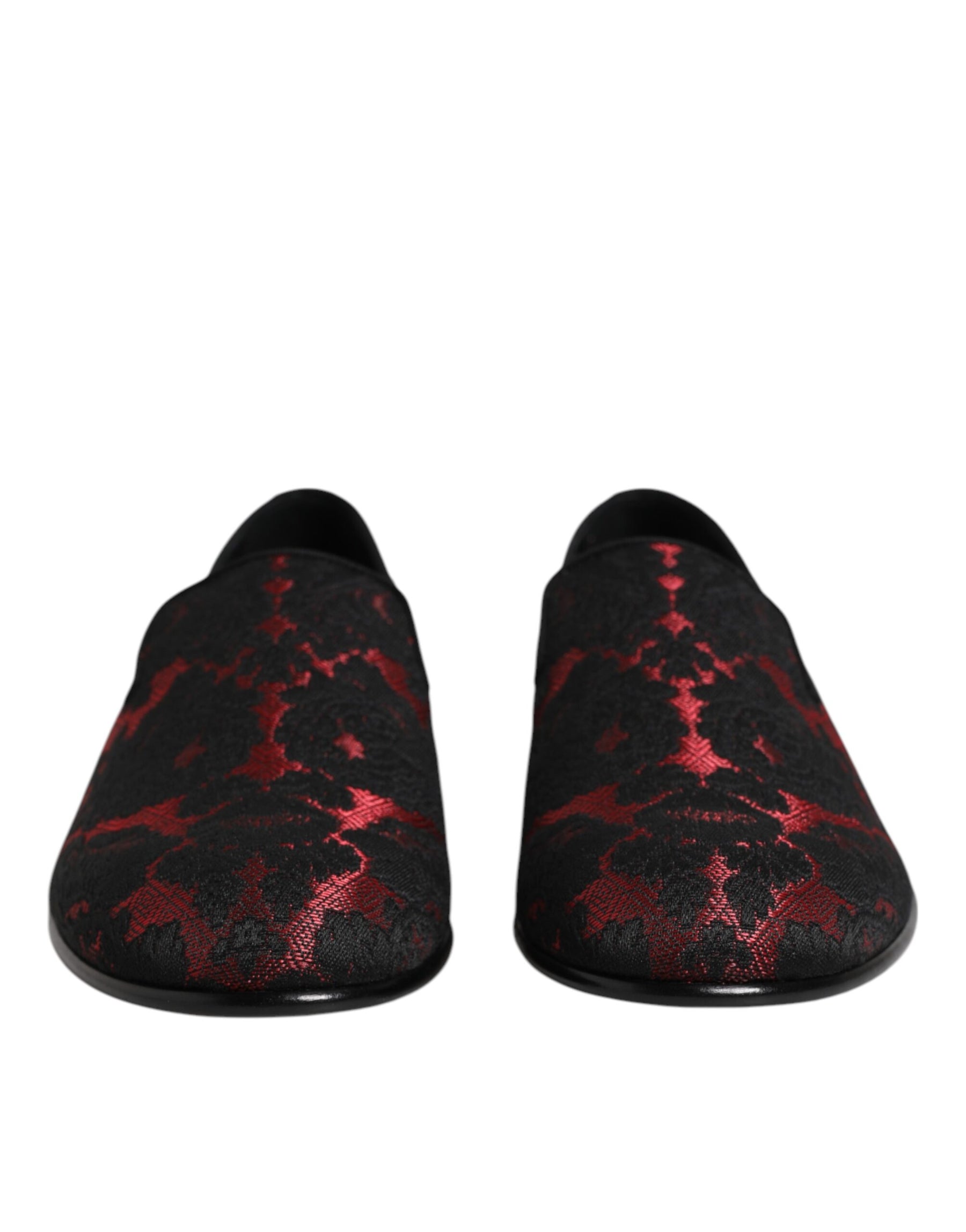 Dolce & Gabbana Red Black Jacquard Slip On Men Loafers Shoes | Regal Royce