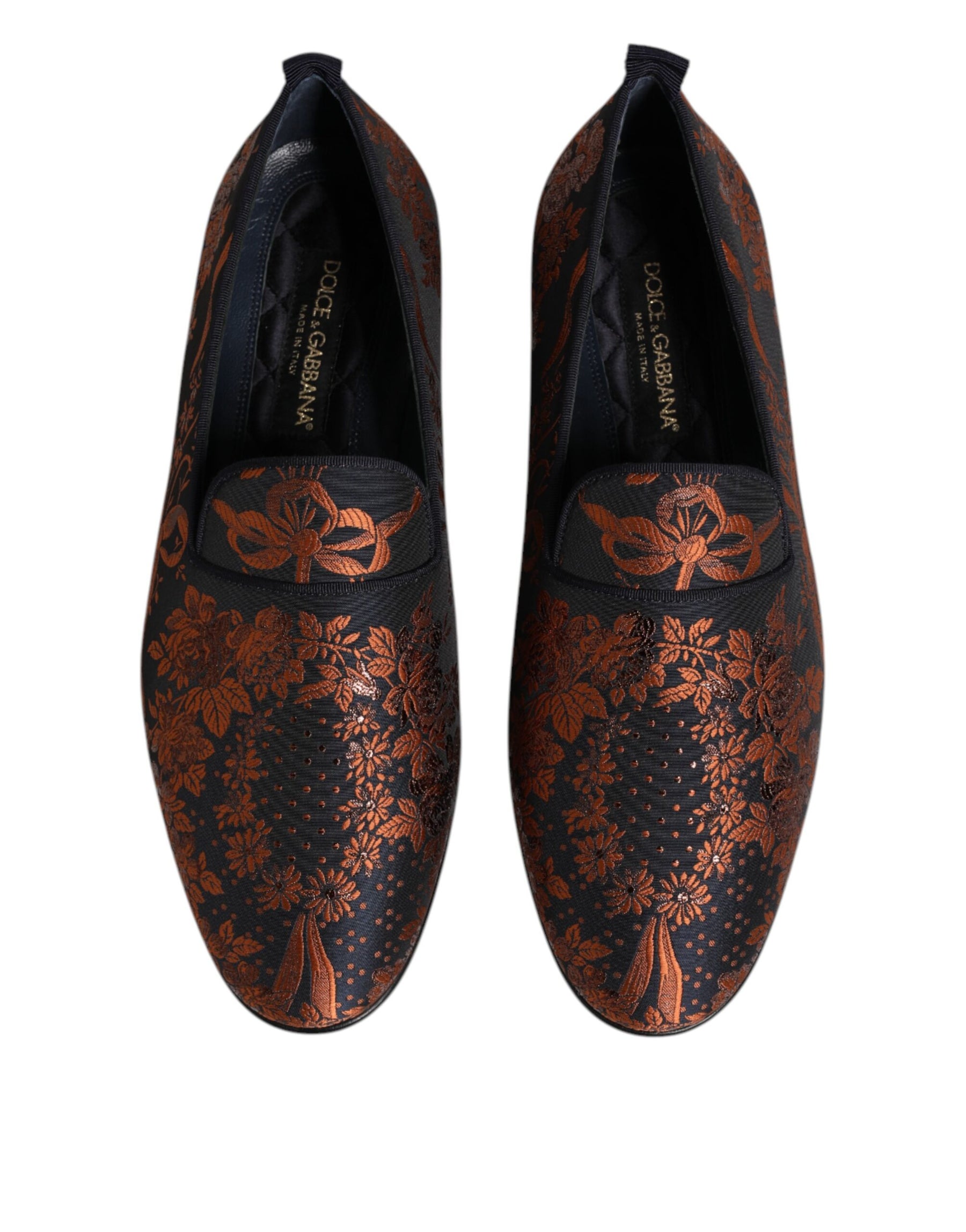 Dolce & Gabbana Black Jacquard Polyester Slip On Loafers Shoes | Regal Royce