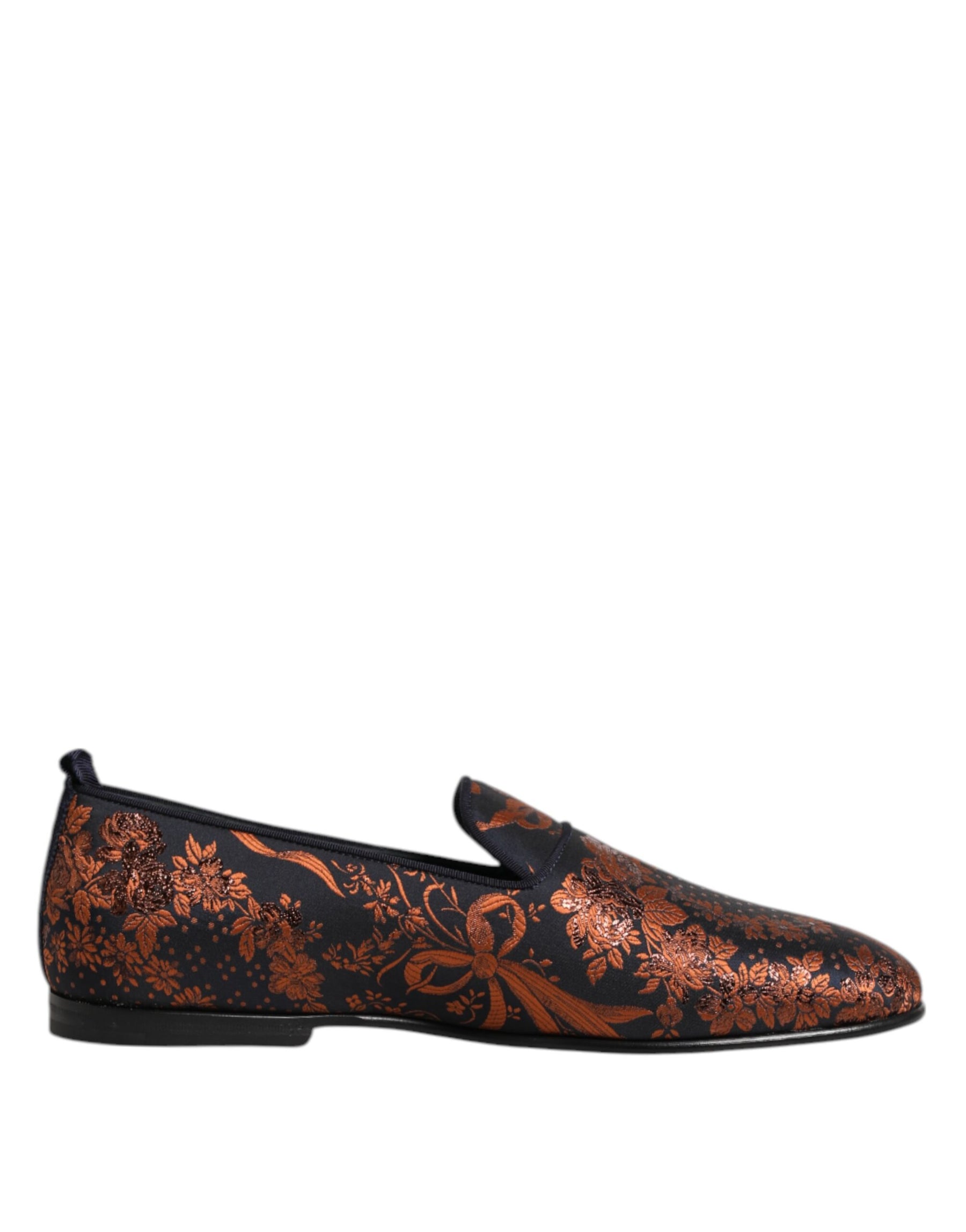 Dolce & Gabbana Black Jacquard Polyester Slip On Loafers Shoes | Regal Royce