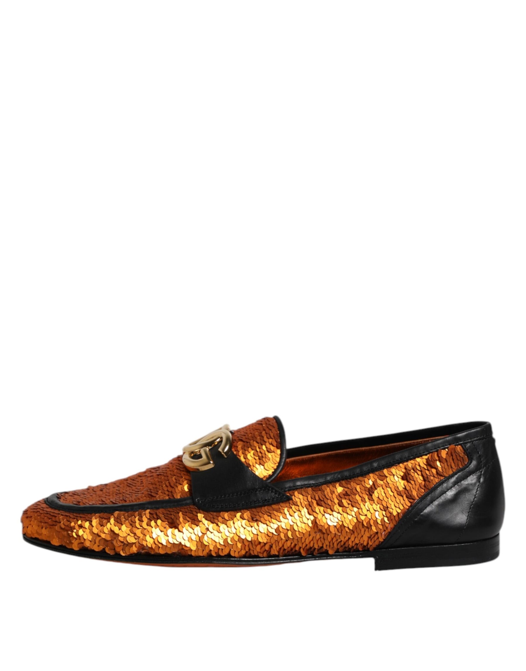 Dolce & Gabbana Orange Sequin Embellished Men Loafers Shoes | Regal Royce