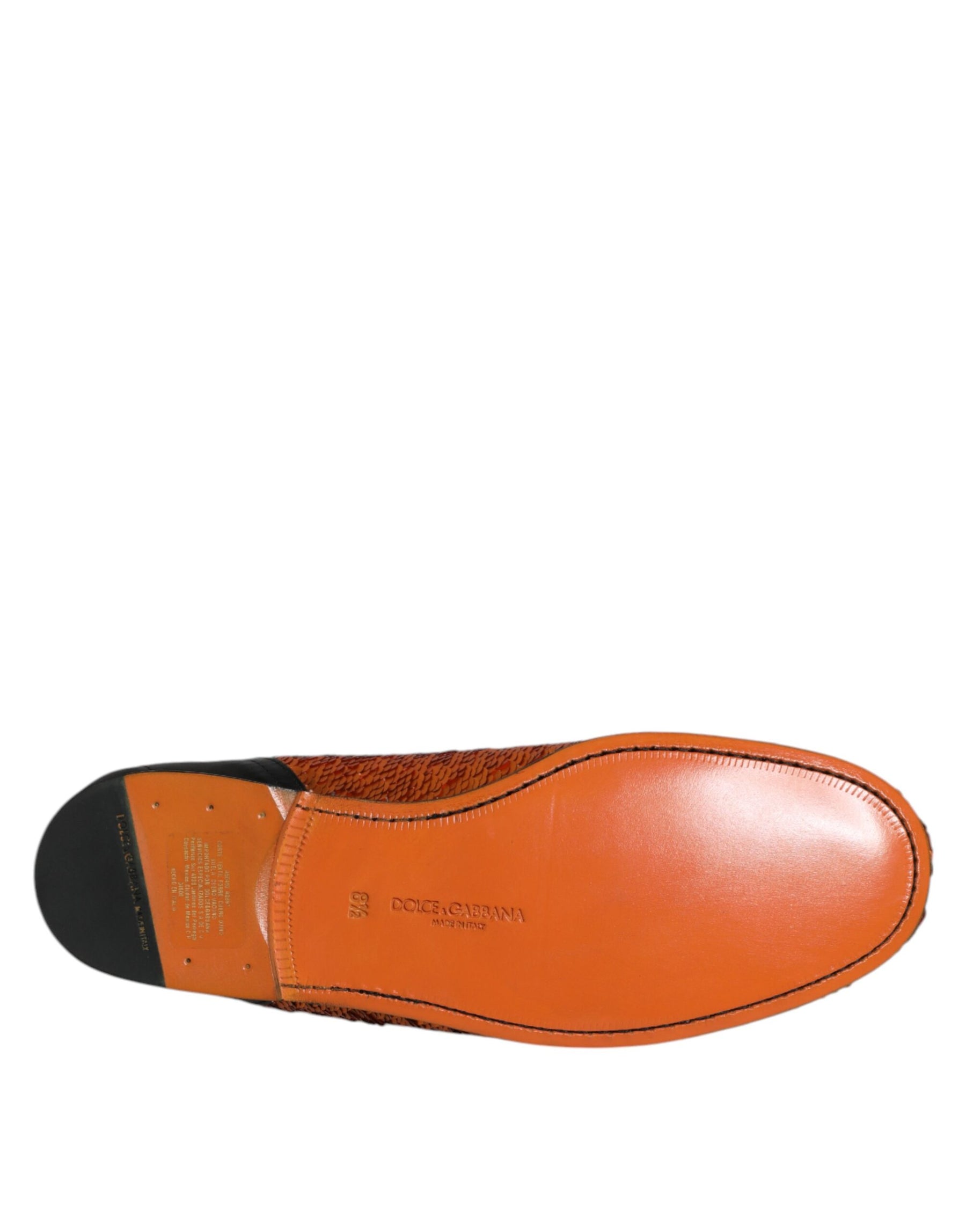 Dolce & Gabbana Orange Sequin Embellished Men Loafers Shoes | Regal Royce