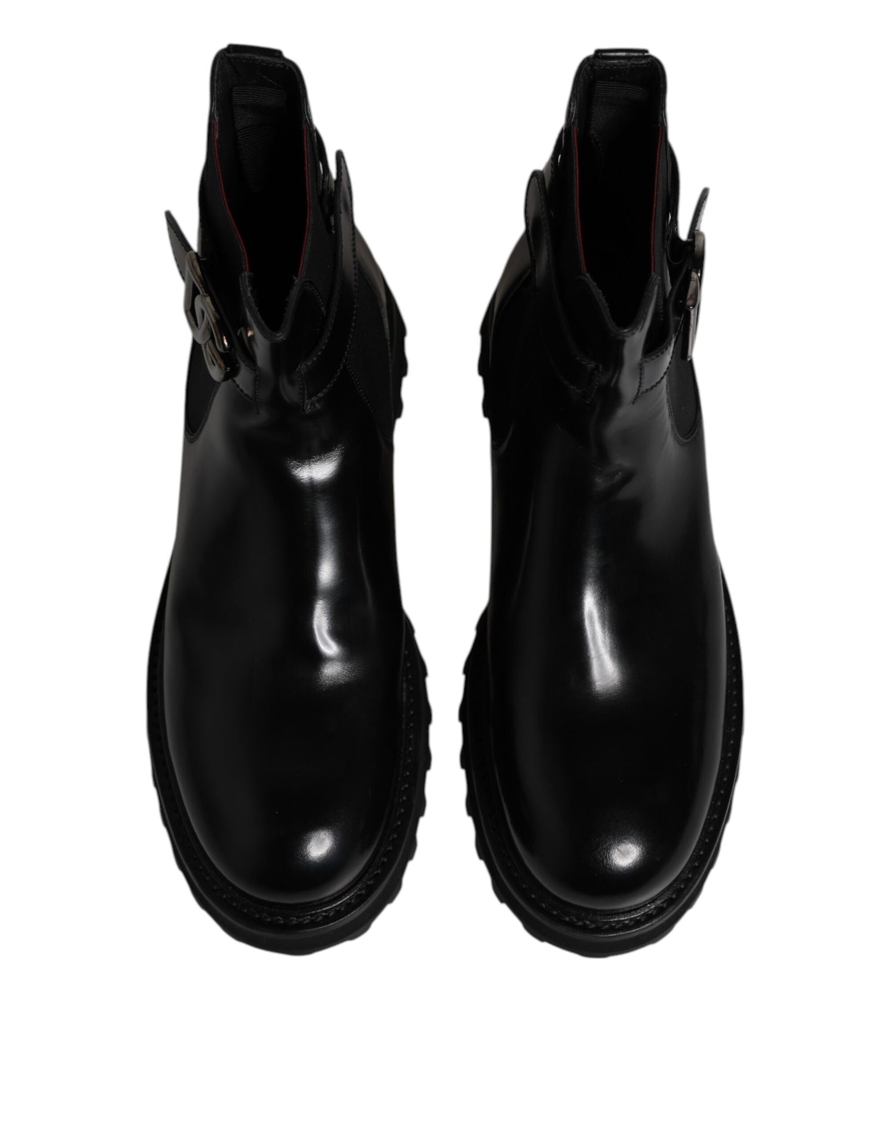 Dolce & Gabbana Black Belted DG Logo Men Chelsea Boots Shoes | Regal Royce