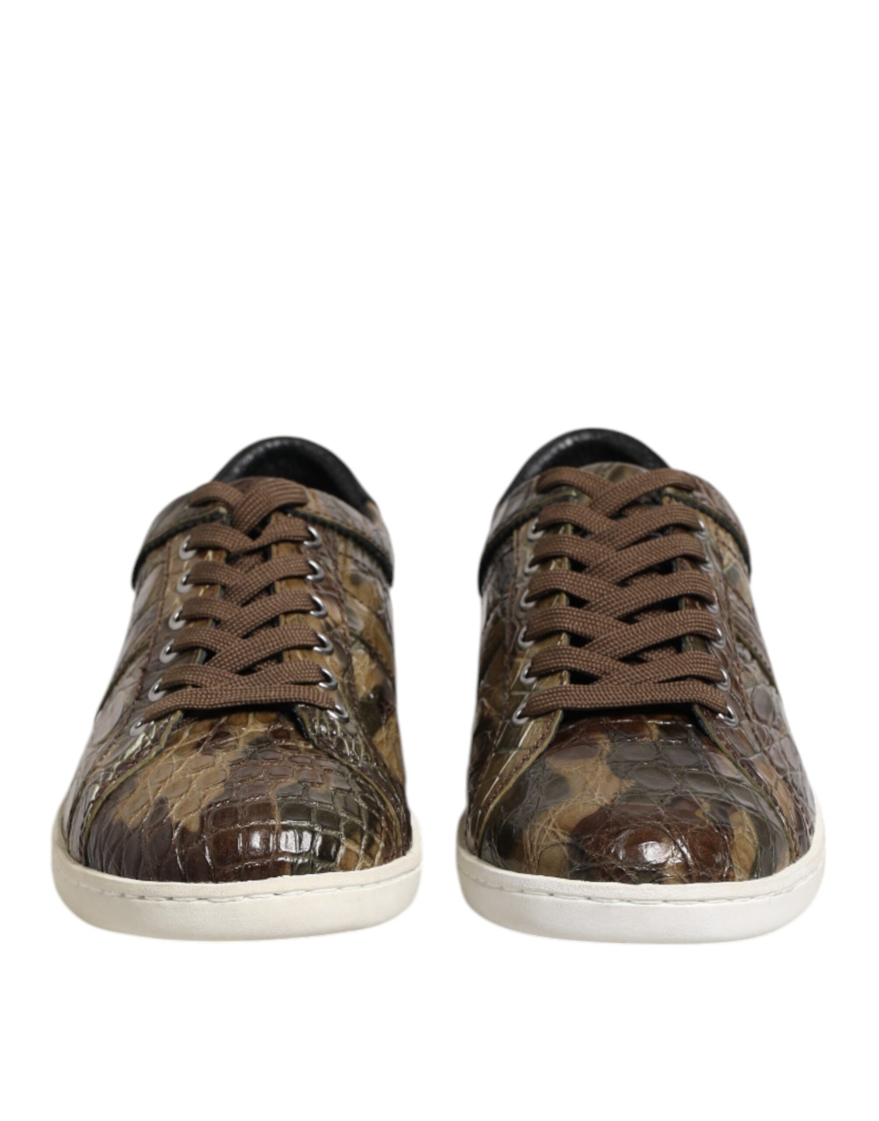 Dolce & Gabbana Brown Exotic Leather Low Top Sneakers Shoes | Regal Royce
