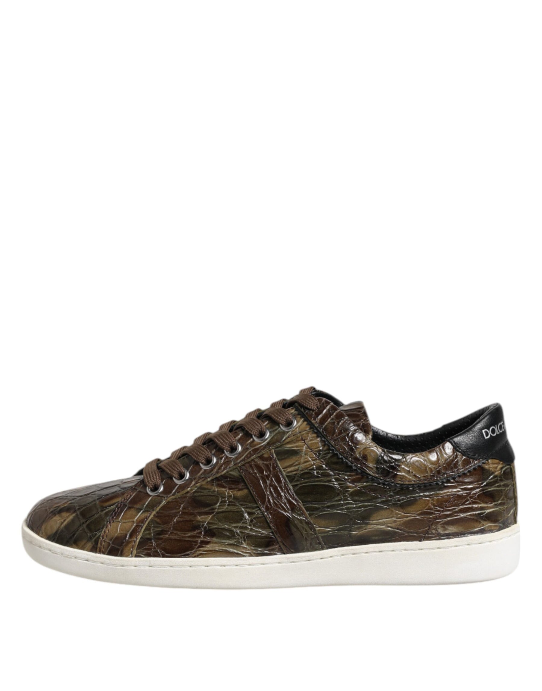 Dolce & Gabbana Brown Exotic Leather Low Top Sneakers Shoes | Regal Royce