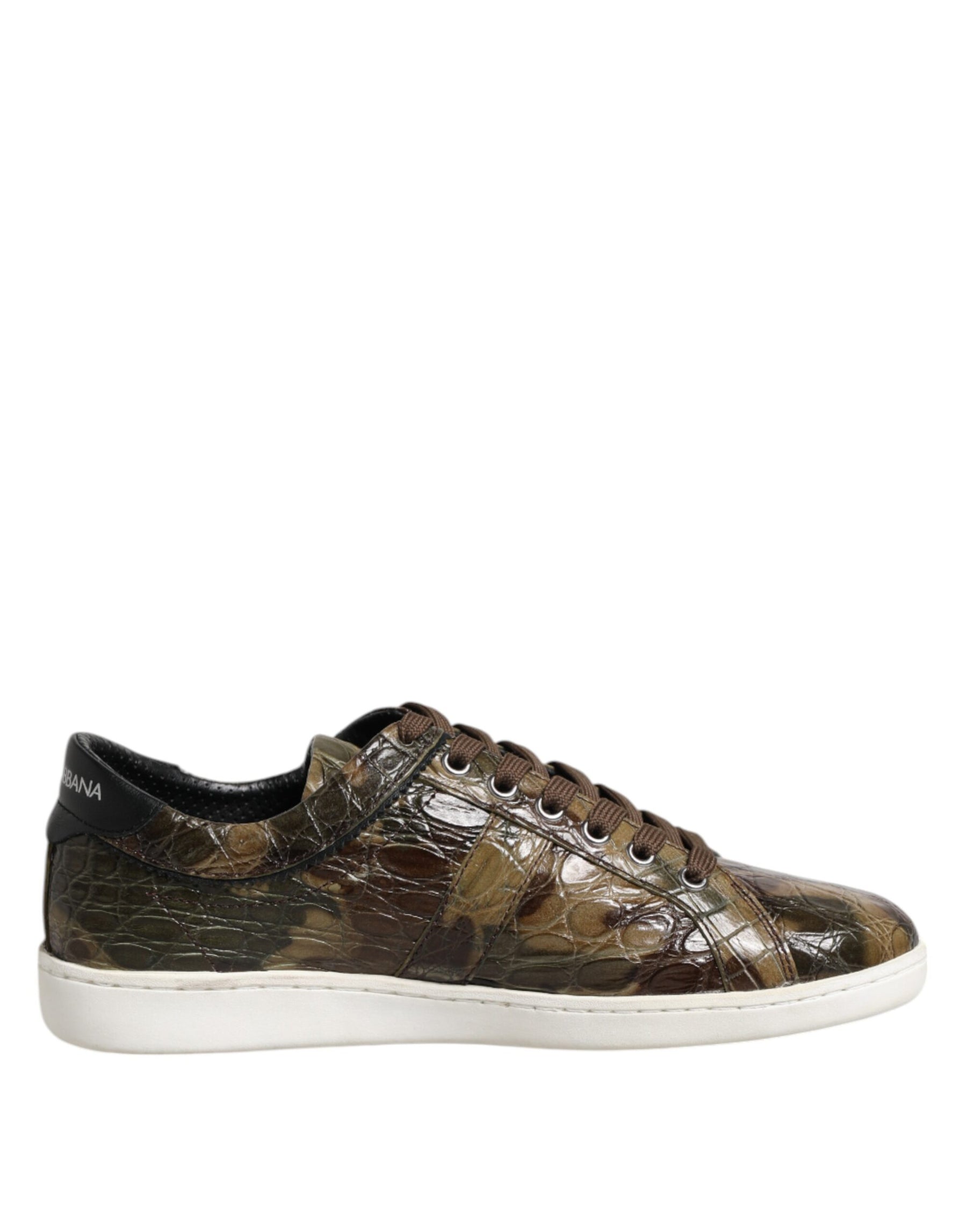 Dolce & Gabbana Brown Exotic Leather Low Top Sneakers Shoes | Regal Royce