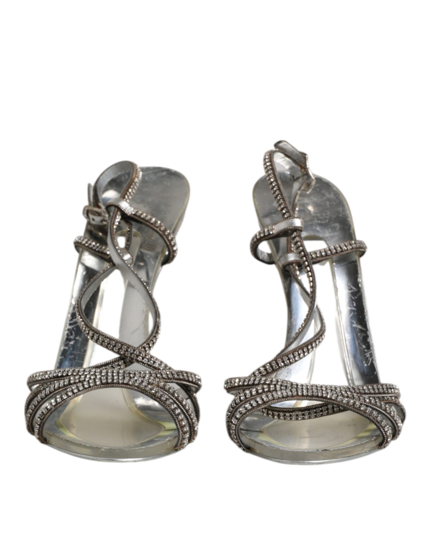 Dolce & Gabbana Silver Strass Ankle Strap Heels Sandals Shoes | Regal Royce