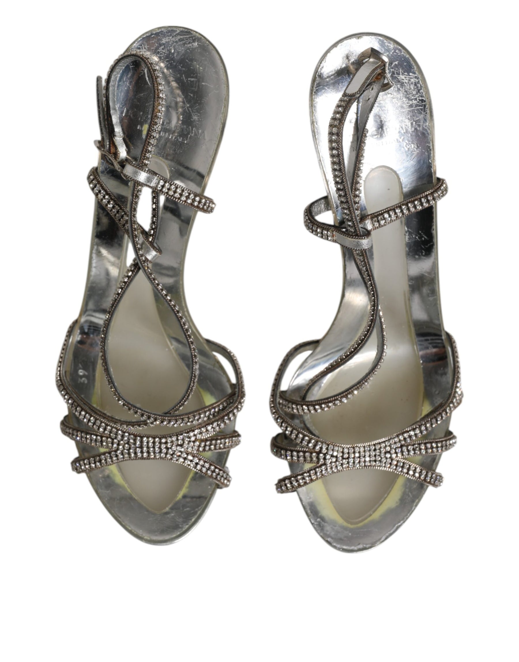 Dolce & Gabbana Silver Strass Ankle Strap Heels Sandals Shoes | Regal Royce