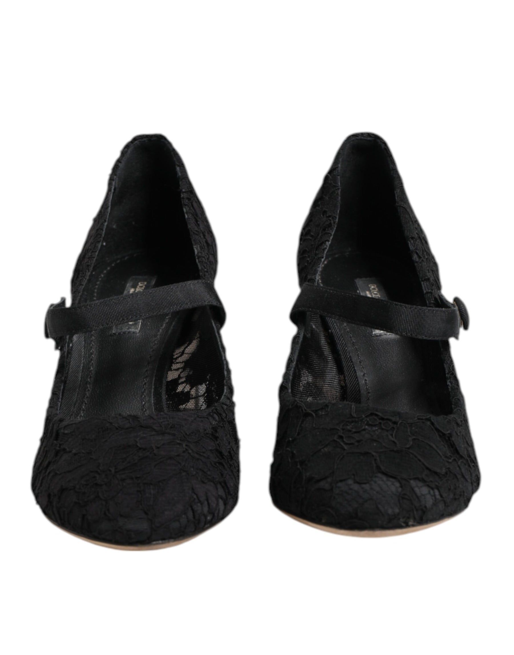 Dolce & Gabbana Black Mary Jane Taormina Lace Pumps Shoes | Regal Royce