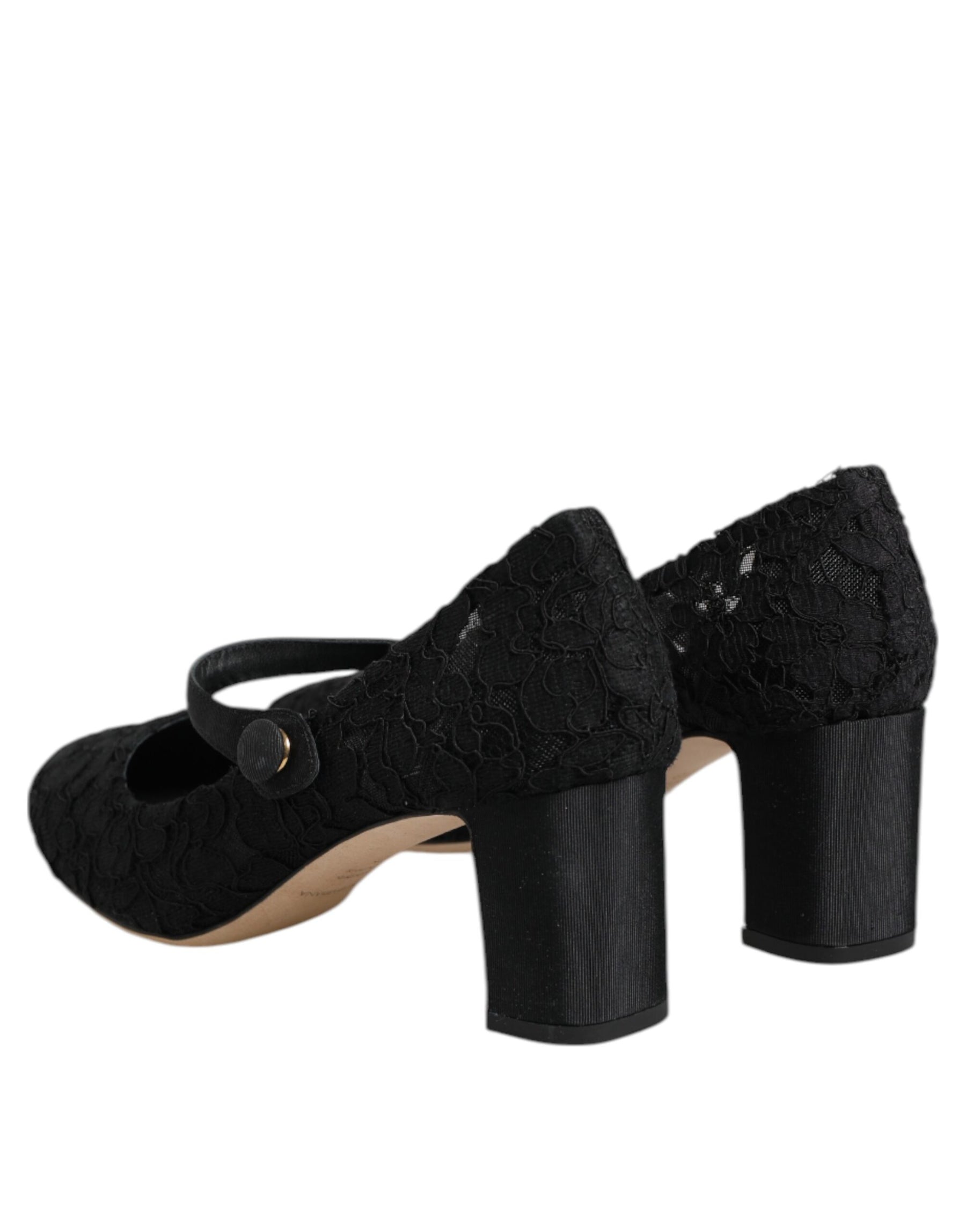 Dolce & Gabbana Black Mary Jane Taormina Lace Pumps Shoes | Regal Royce
