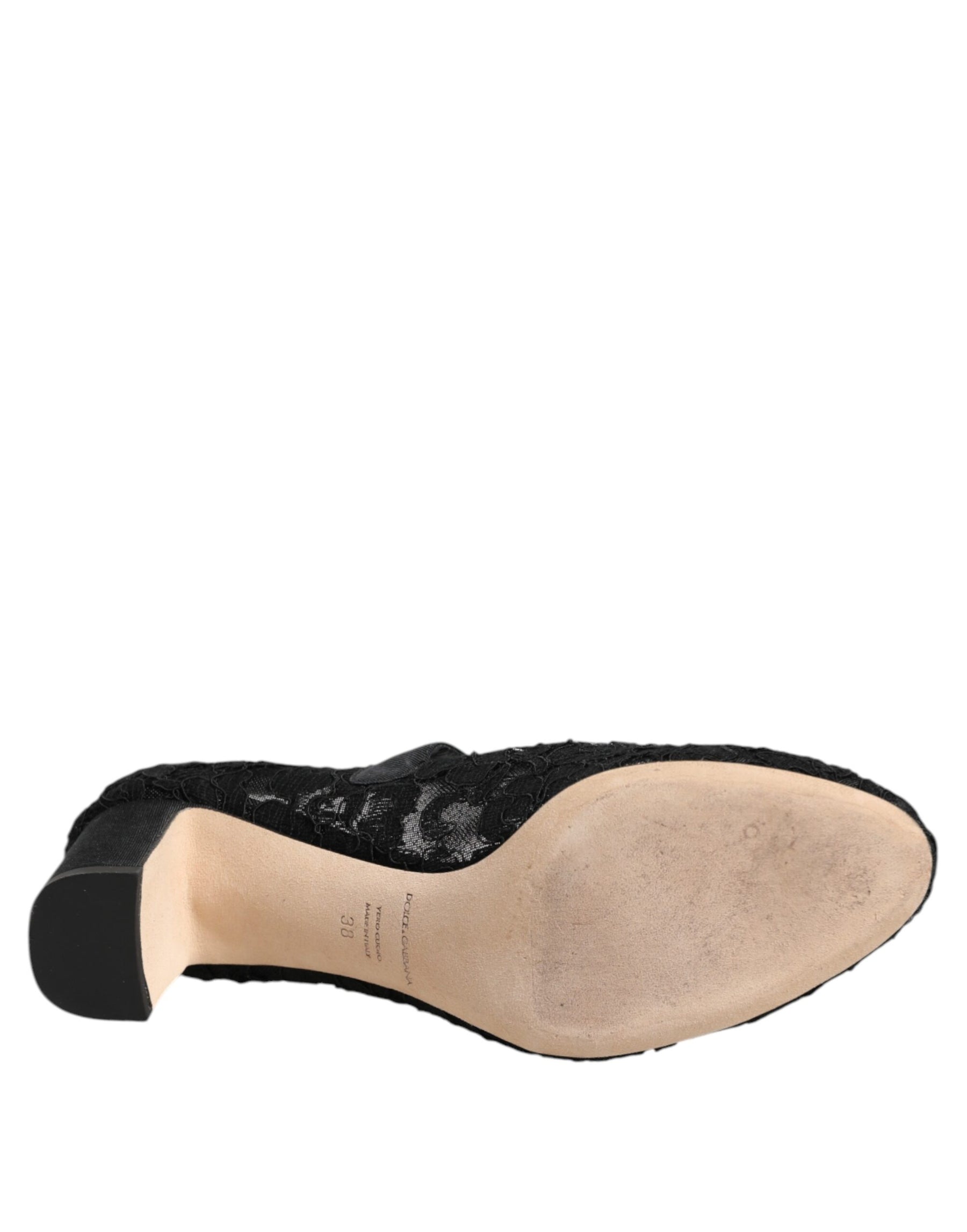 Dolce & Gabbana Black Mary Jane Taormina Lace Pumps Shoes | Regal Royce