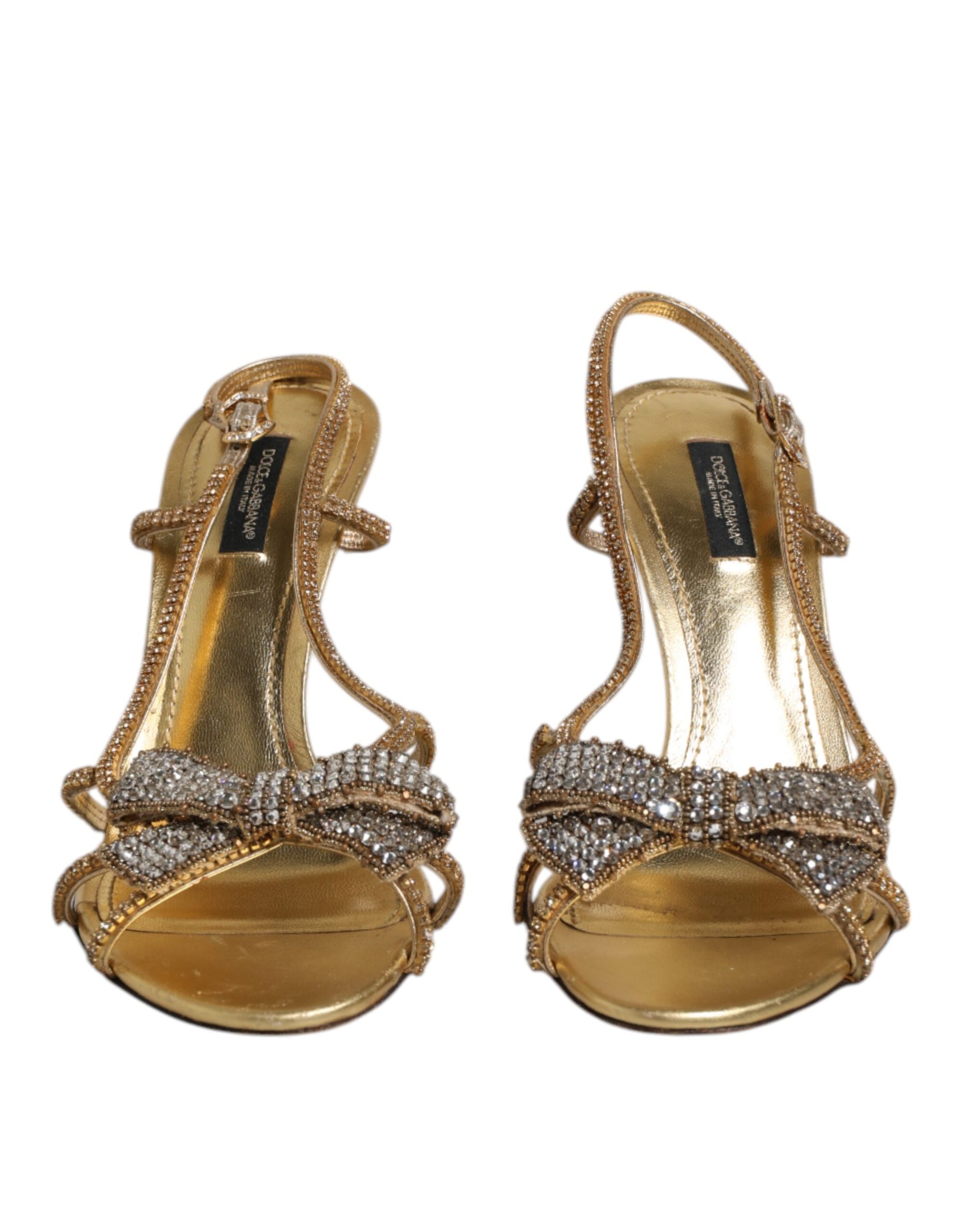 Dolce & Gabbana Gold Strass Ankle Strap Heels Sandals Shoes | Regal Royce