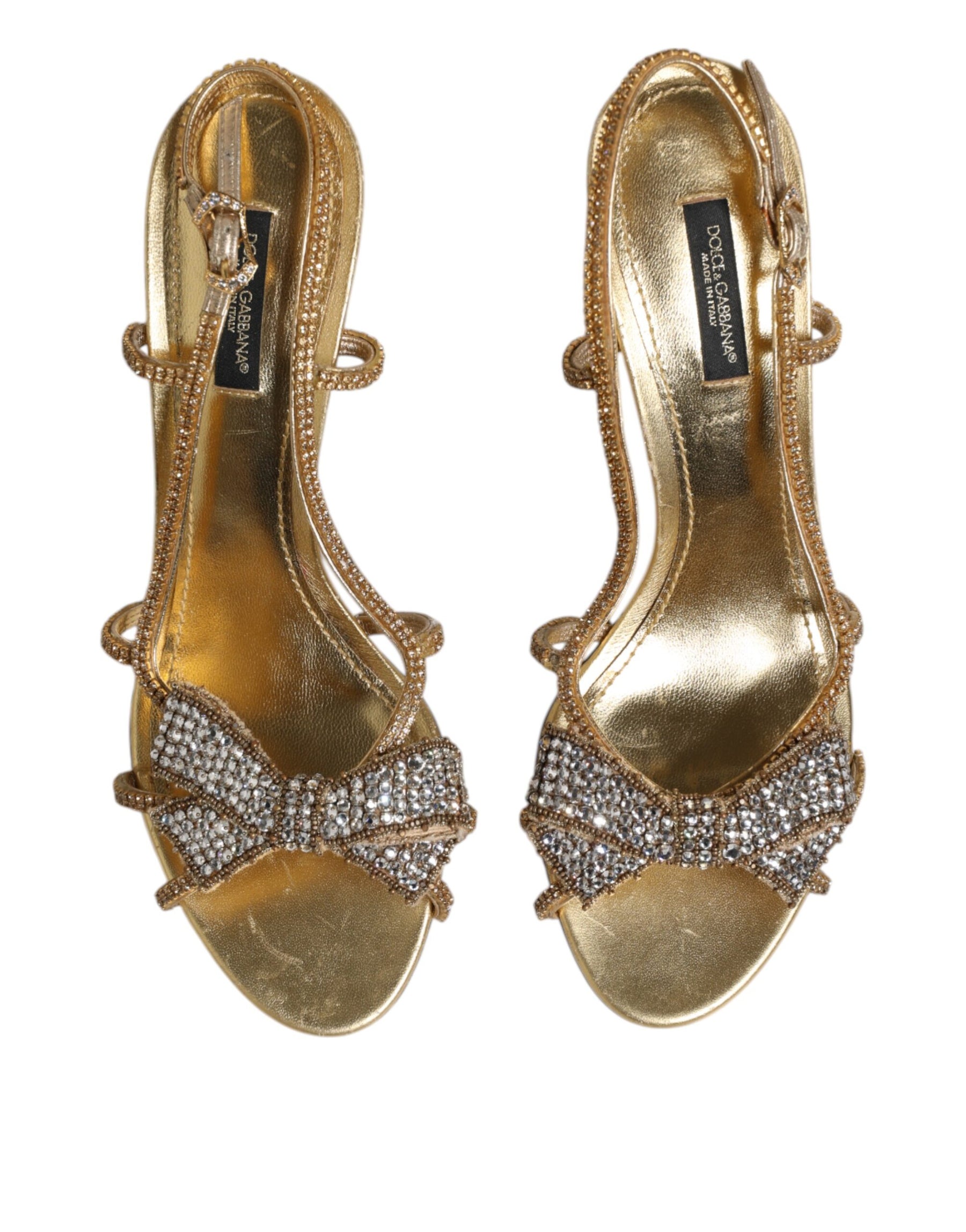 Dolce & Gabbana Gold Strass Ankle Strap Heels Sandals Shoes | Regal Royce