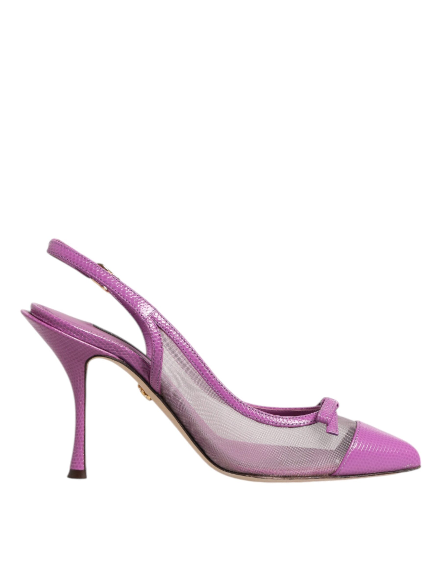 Dolce & Gabbana Purple Leather Mesh High Heels Slingback Shoes | Regal Royce