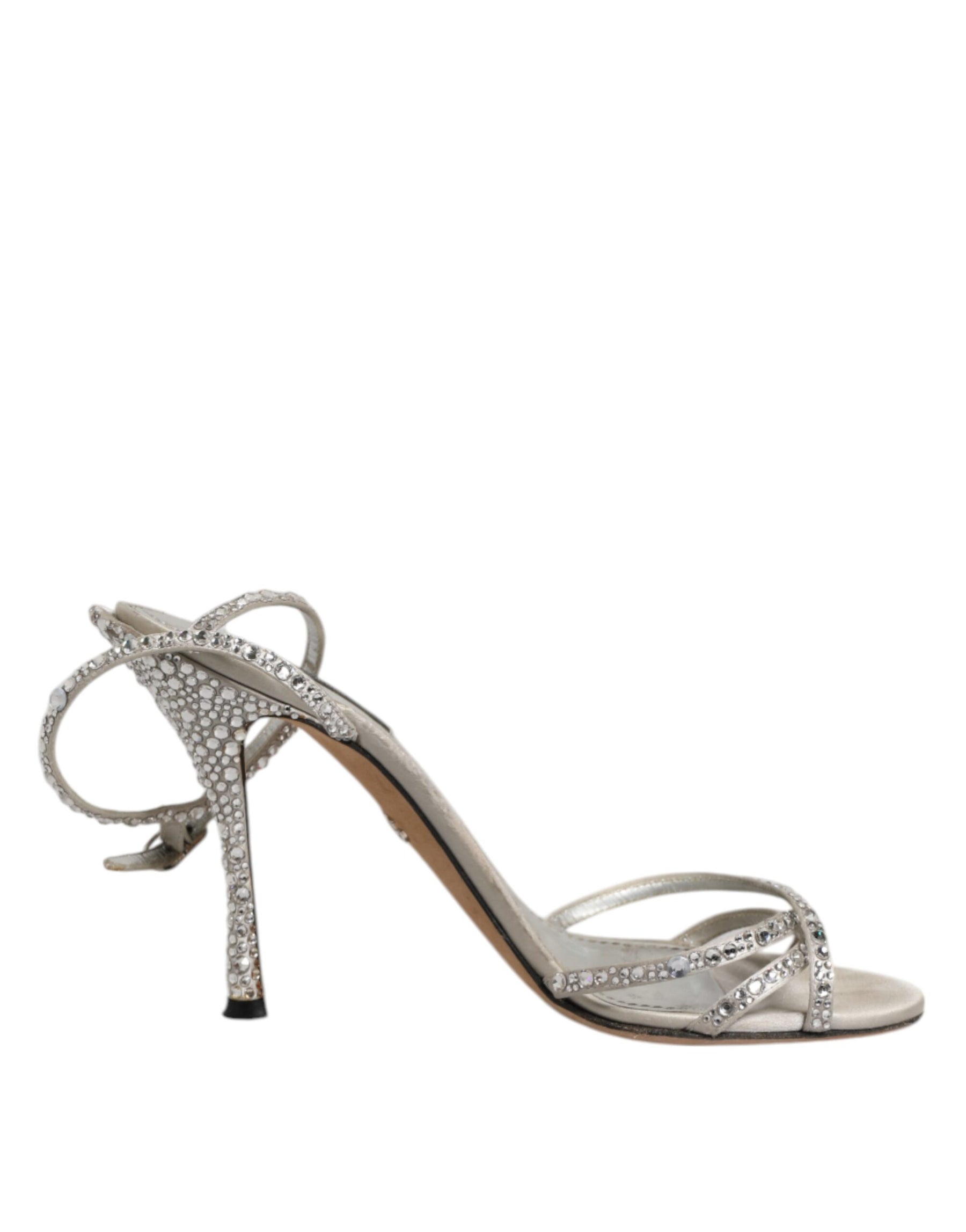 Dolce & Gabbana Silver Strass Ankle Strap KEIRA Sandals Shoes | Regal Royce