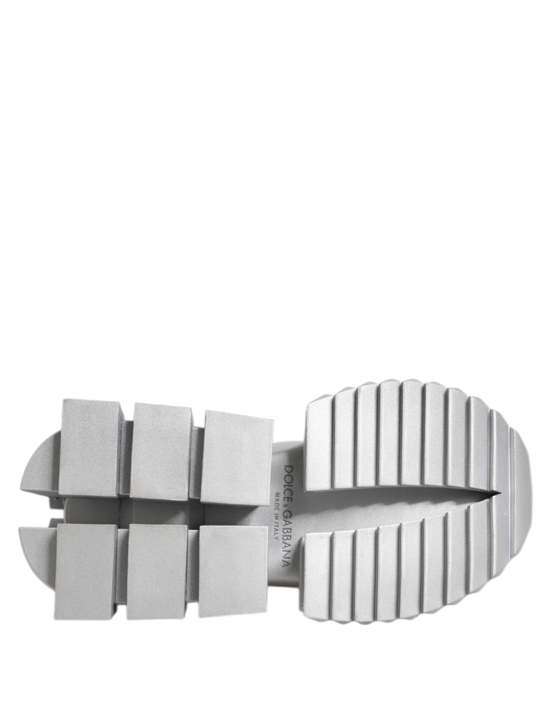 Dolce & Gabbana Silver Leather Super Queen Sneakers Shoes | Regal Royce