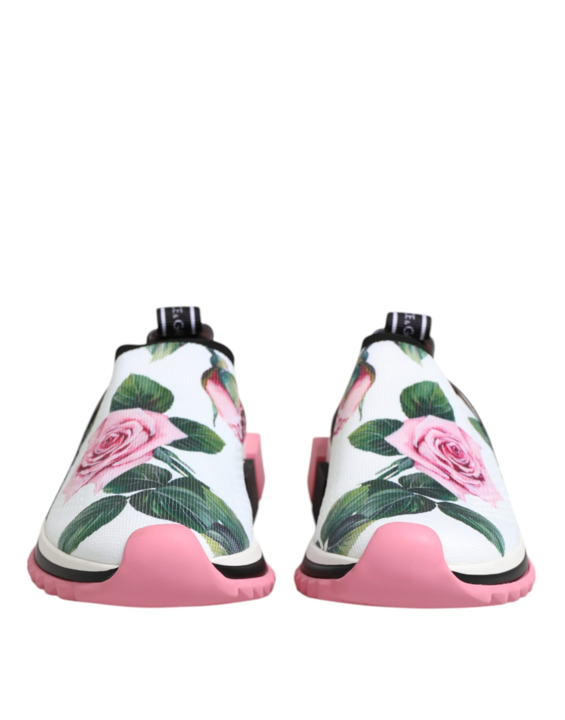 Dolce & Gabbana White Rose Print Sorrento Sneakers Shoes | Regal Royce