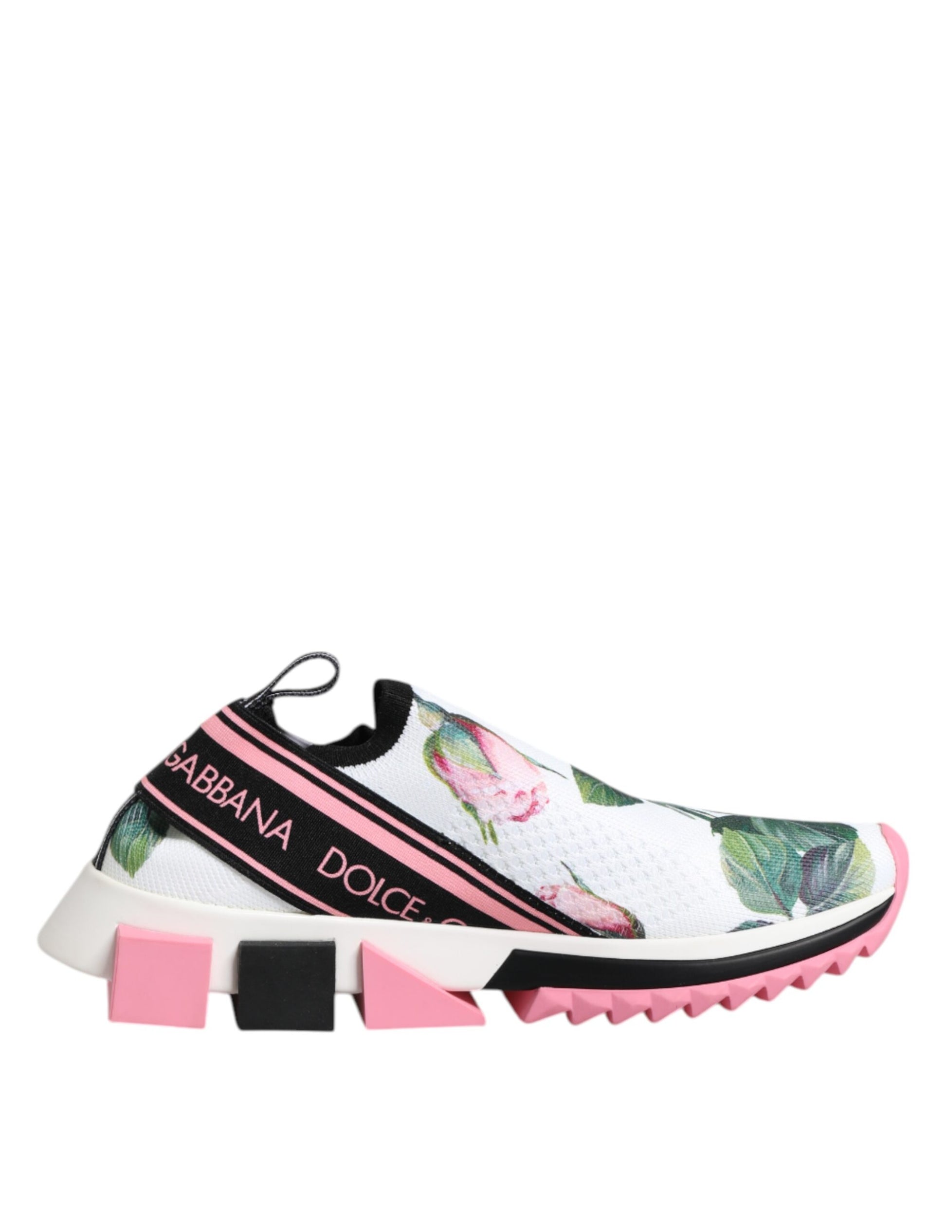 Dolce & Gabbana White Rose Print Sorrento Sneakers Shoes