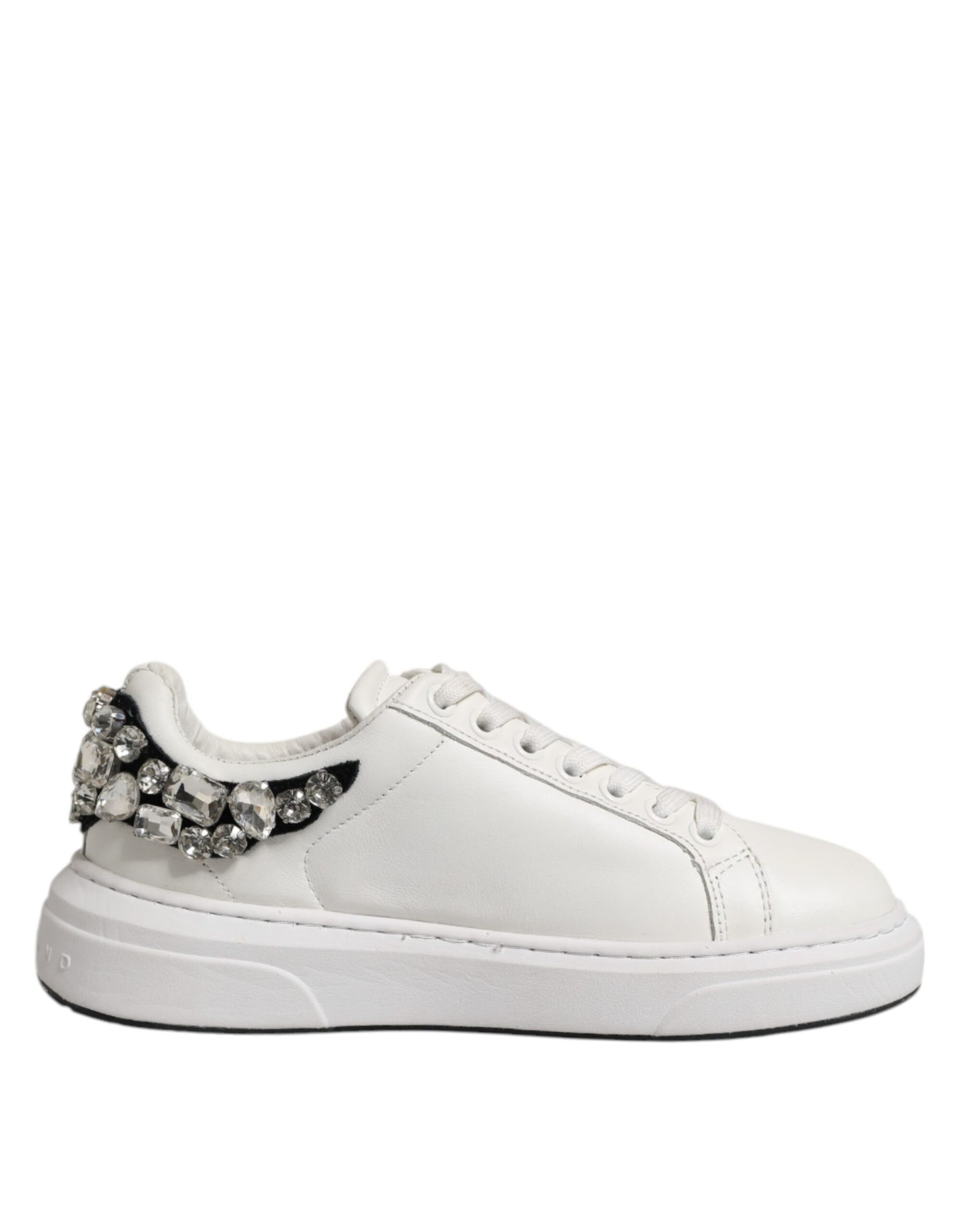 John Richmond White Rhinestone Embellished Sneakers Shoes | Regal Royce