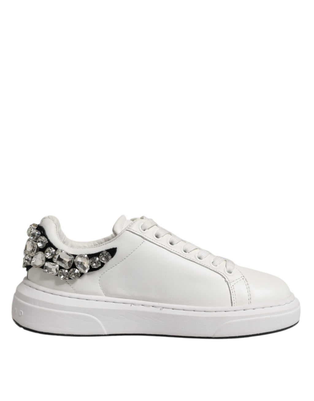 John Richmond White Rhinestone Embellished Sneakers Shoes