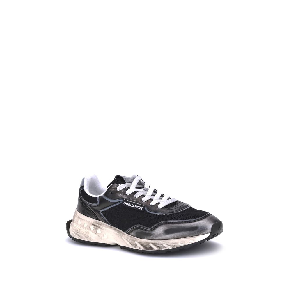 Dsquared² Black Calf Leather Bos Taurus Athletic Sneakers | Regal Royce