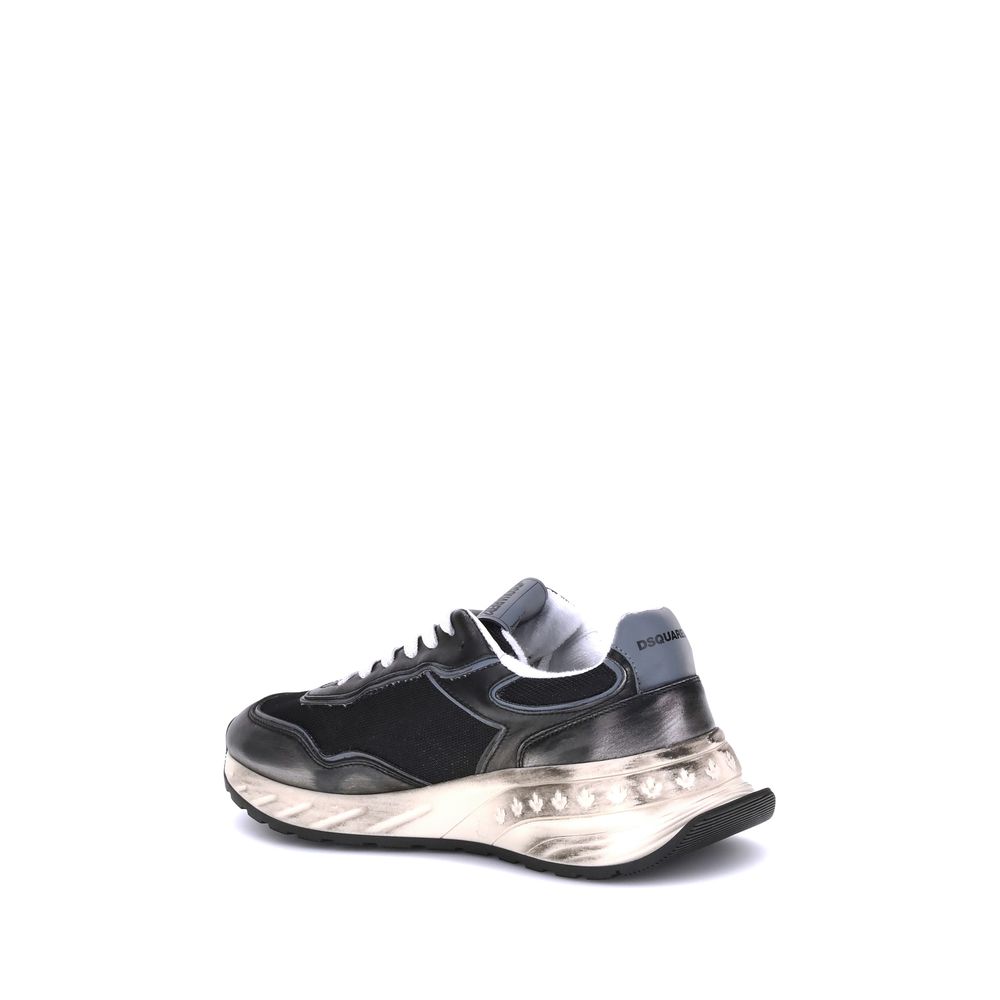 Dsquared² Black Calf Leather Bos Taurus Athletic Sneakers | Regal Royce